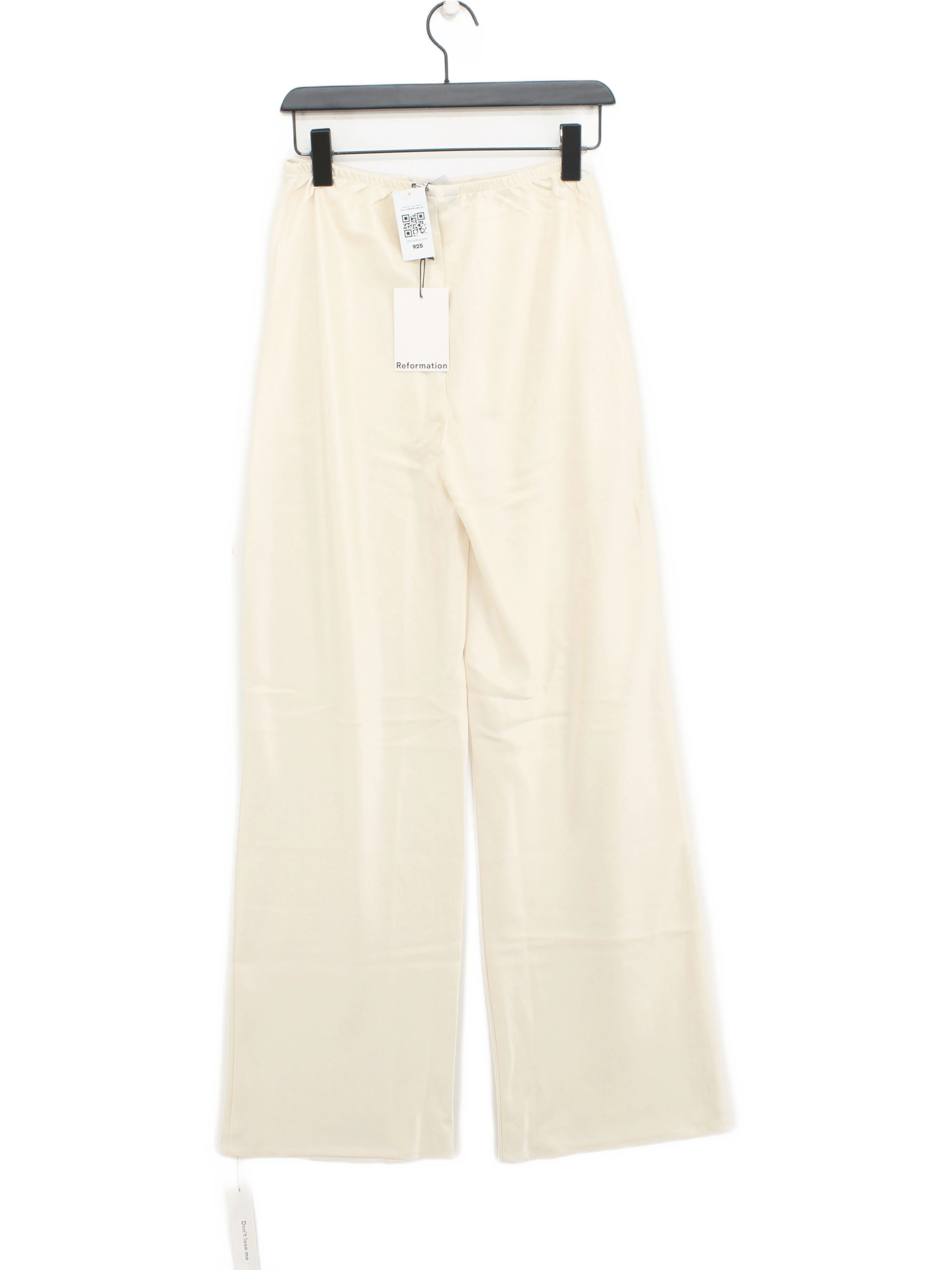 Reformation Women's Trousers S Cream Acetate with Polyester Wide-Leg Chino