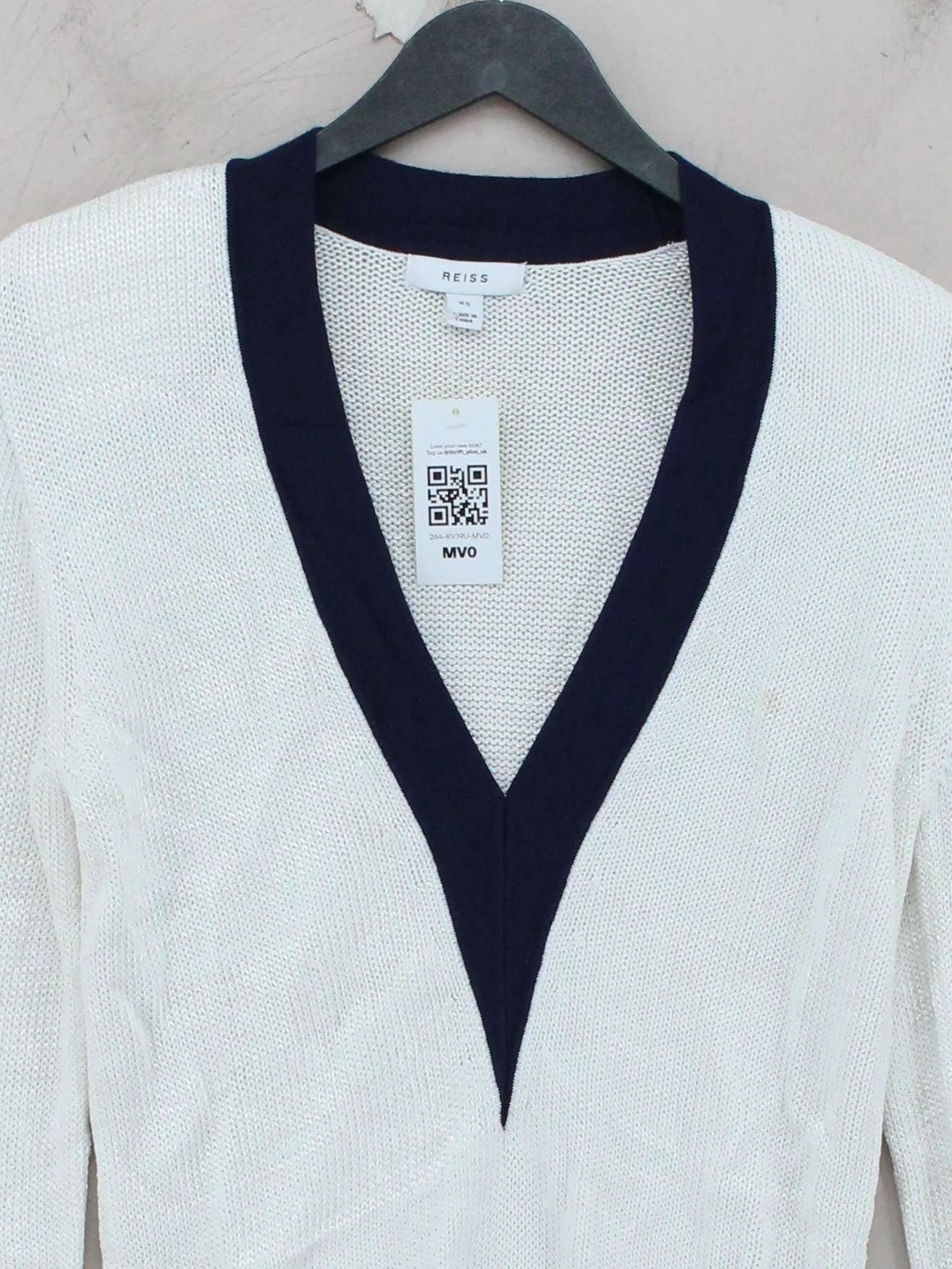 Reiss Men's Jumper XS White Viscose with Polyamide, Polyester, Elastane Pullover - Image 3