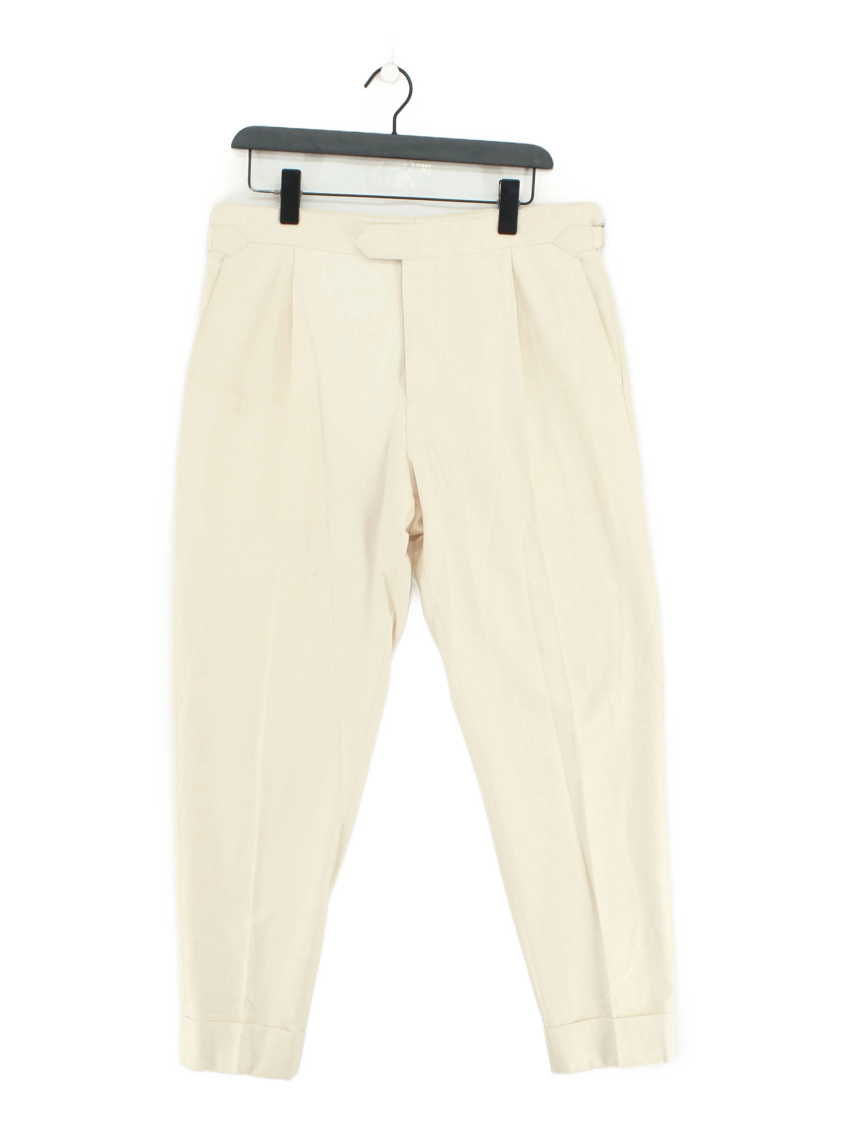 Reiss Men's Suit Trousers W 34 in Cream Cotton