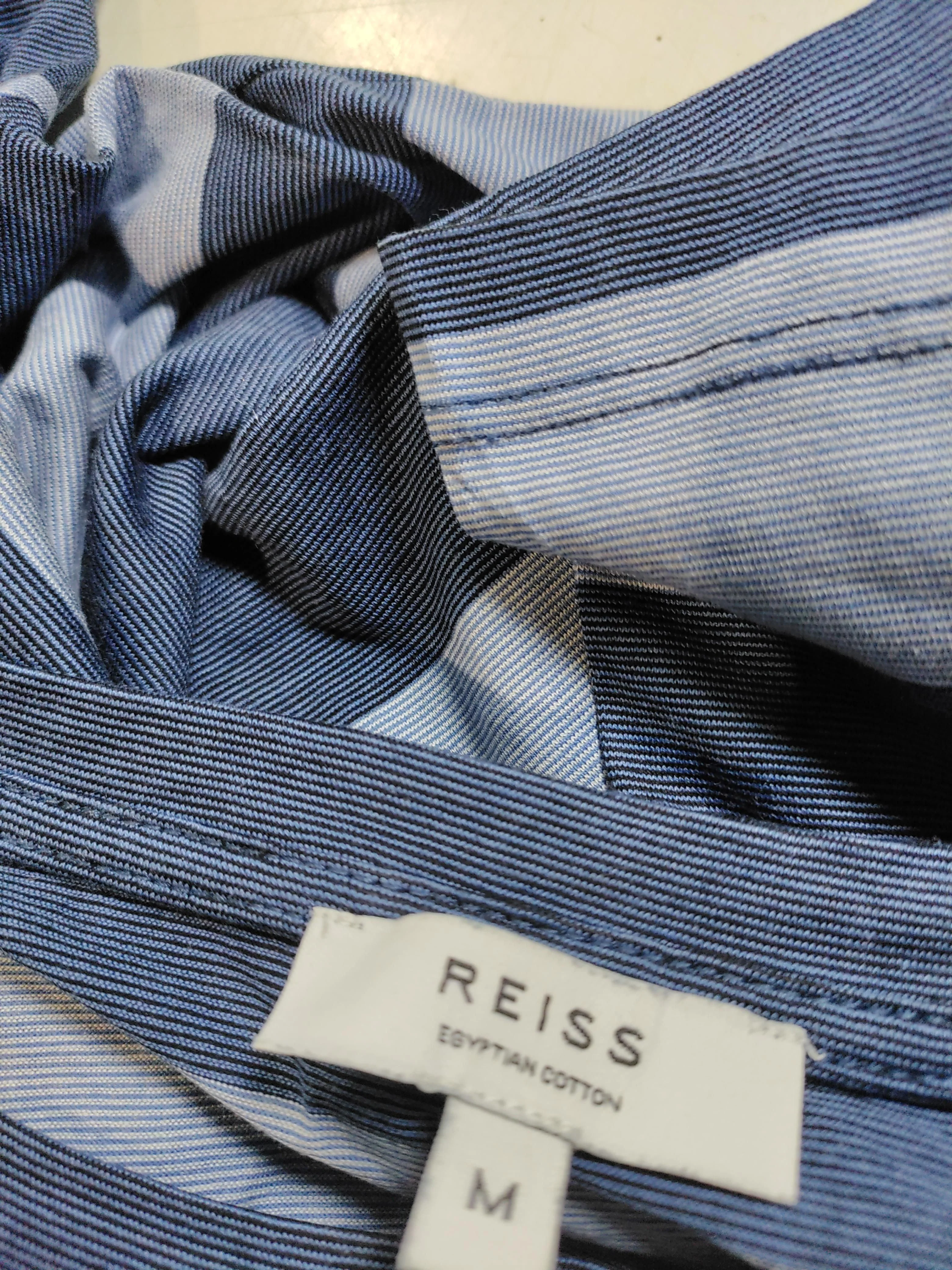 Reiss Men's T-Shirt M Blue Striped 100% Cotton Basic - Image 5