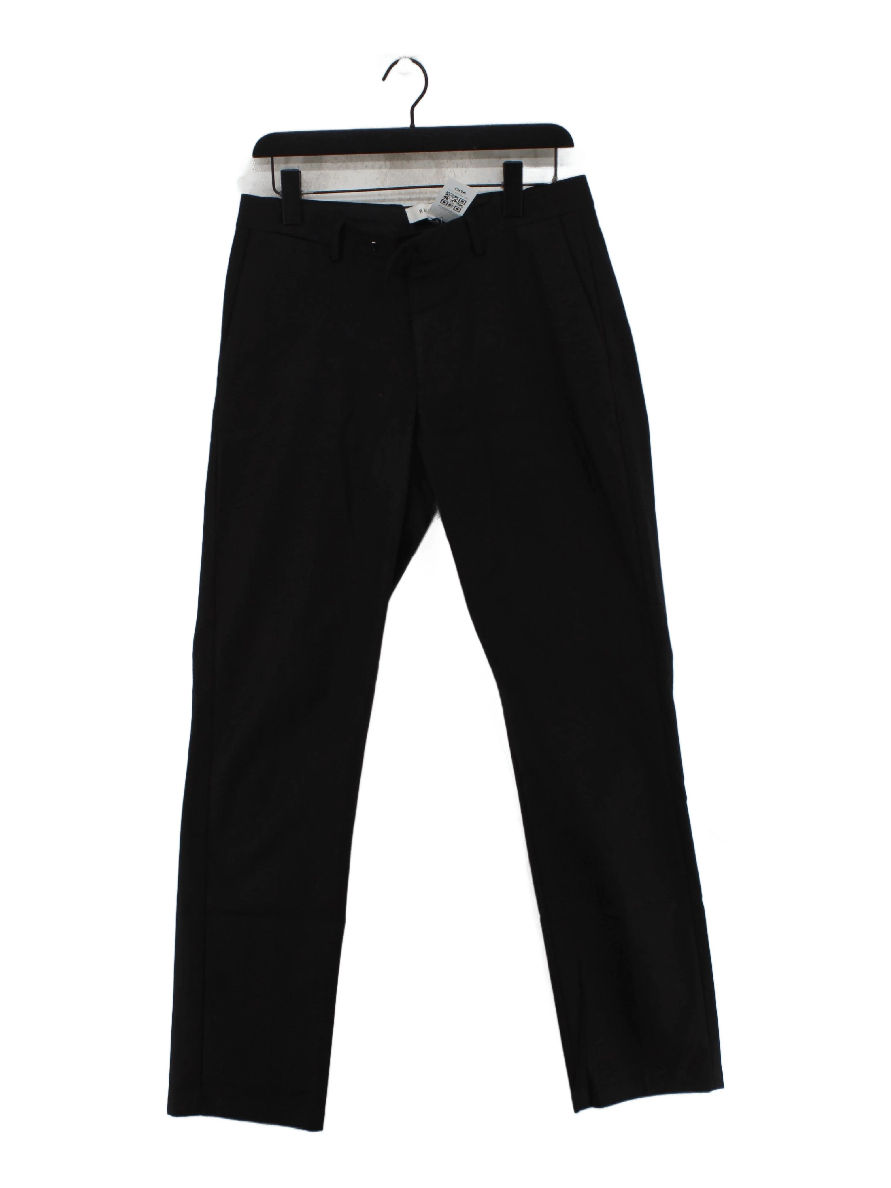 Reiss Men's Trousers W 30 in Black Cotton with Elastane Straight Chino