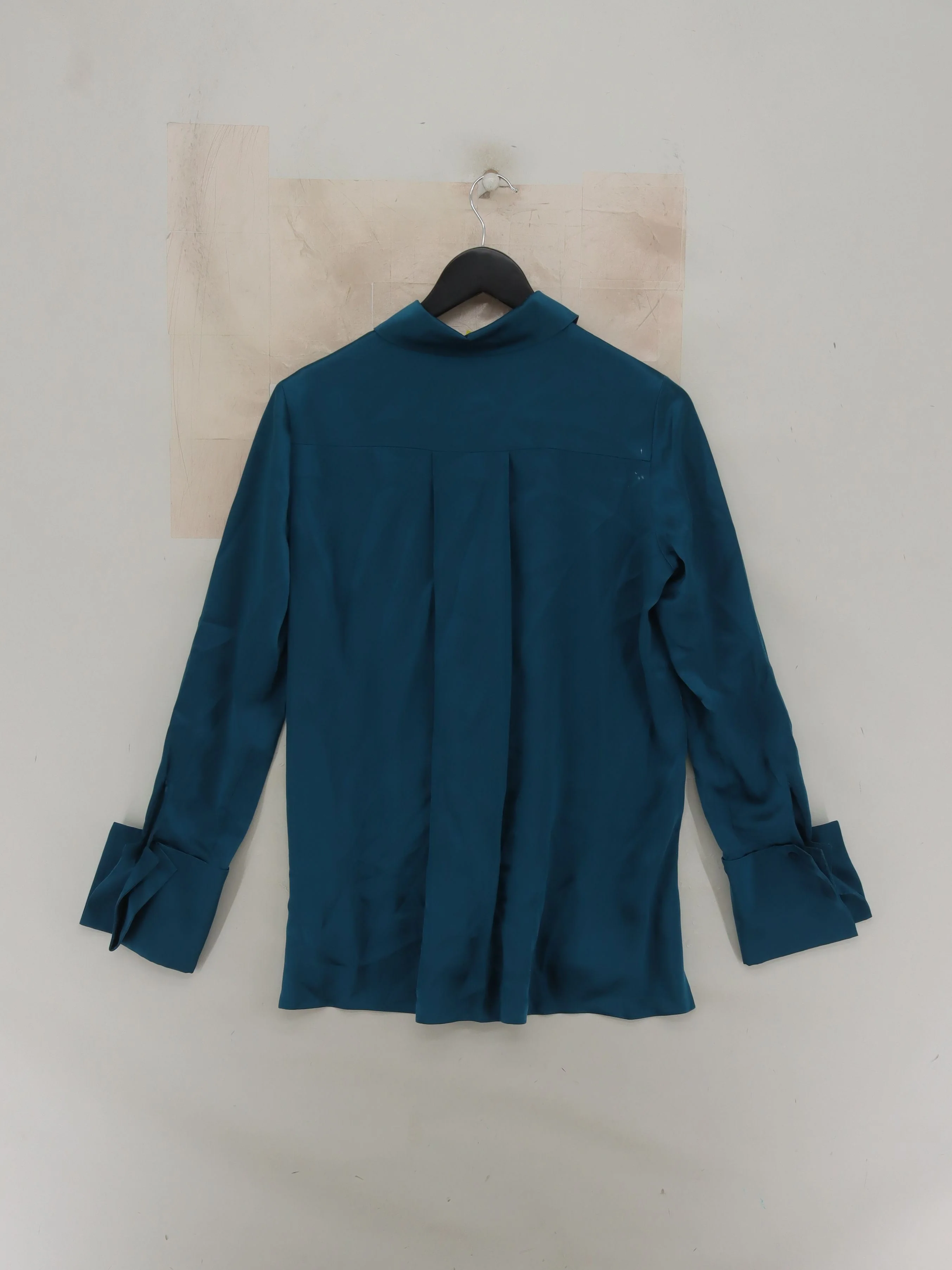 Reiss Women's Blouse S Blue 100% Silk Long Sleeve Collared Basic - Image 2