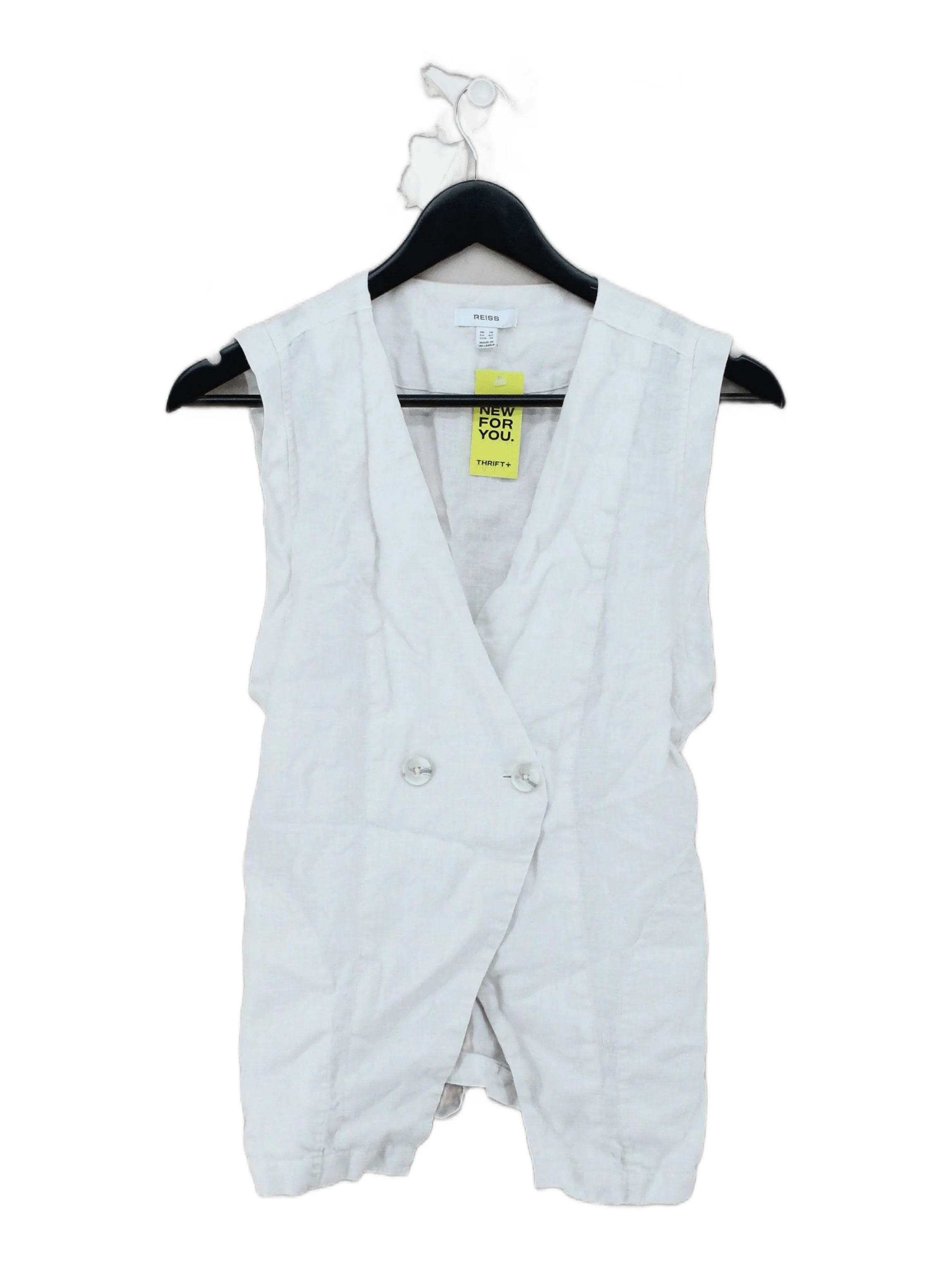 Reiss Women's Coat UK 14 Cream 100% Linen Overcoat