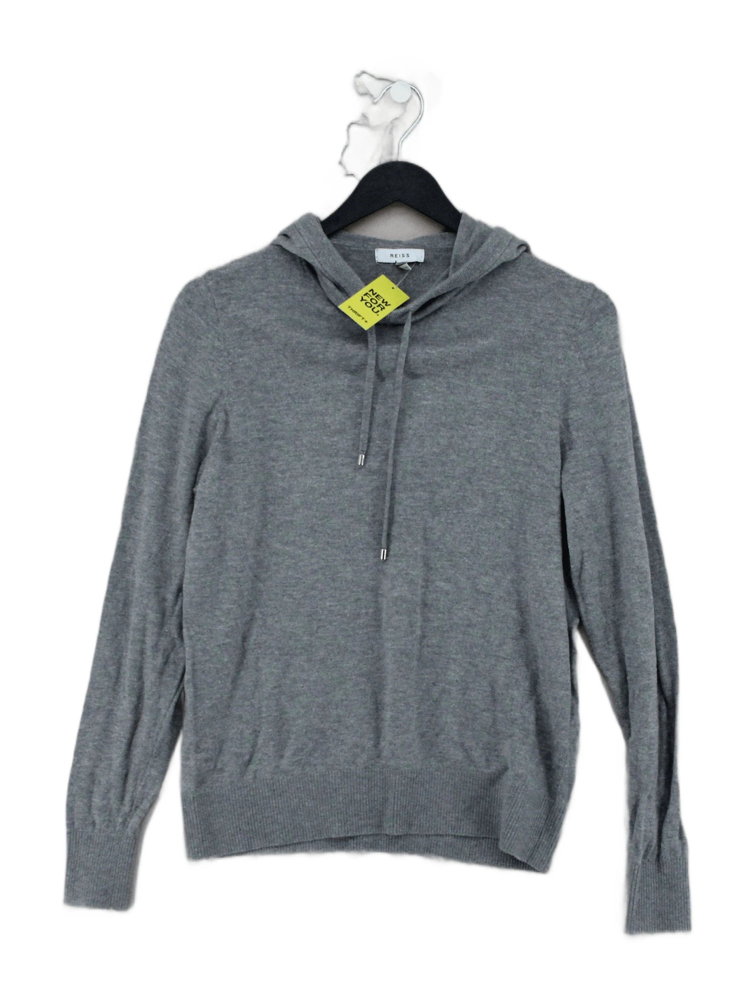 Reiss Women's Hoodie S Grey Viscose with Cotton, Nylon, Cashmere Pullover