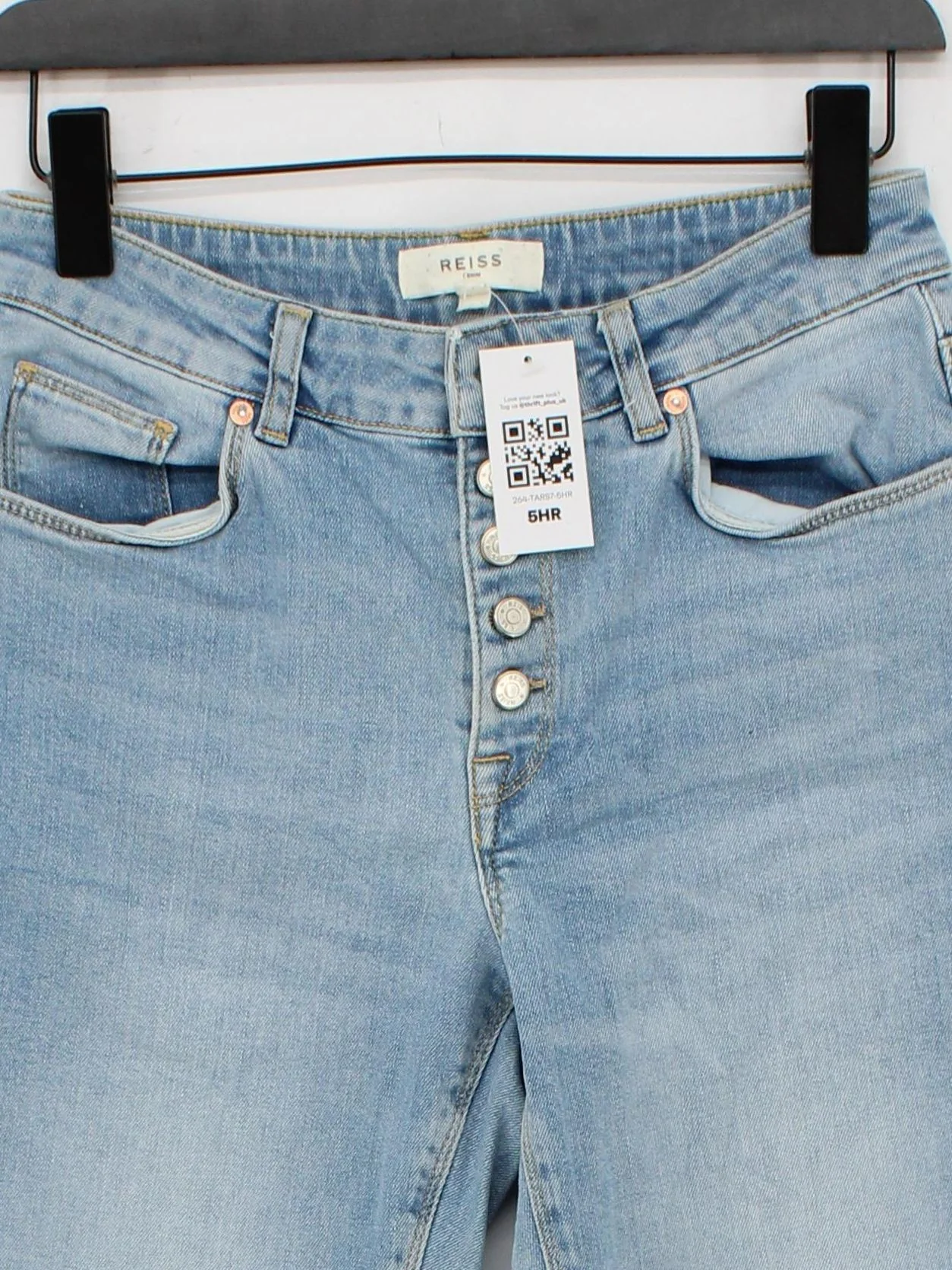 Reiss Women's Jeans W 28 in Blue Cotton with Elastane Mom - Image 3