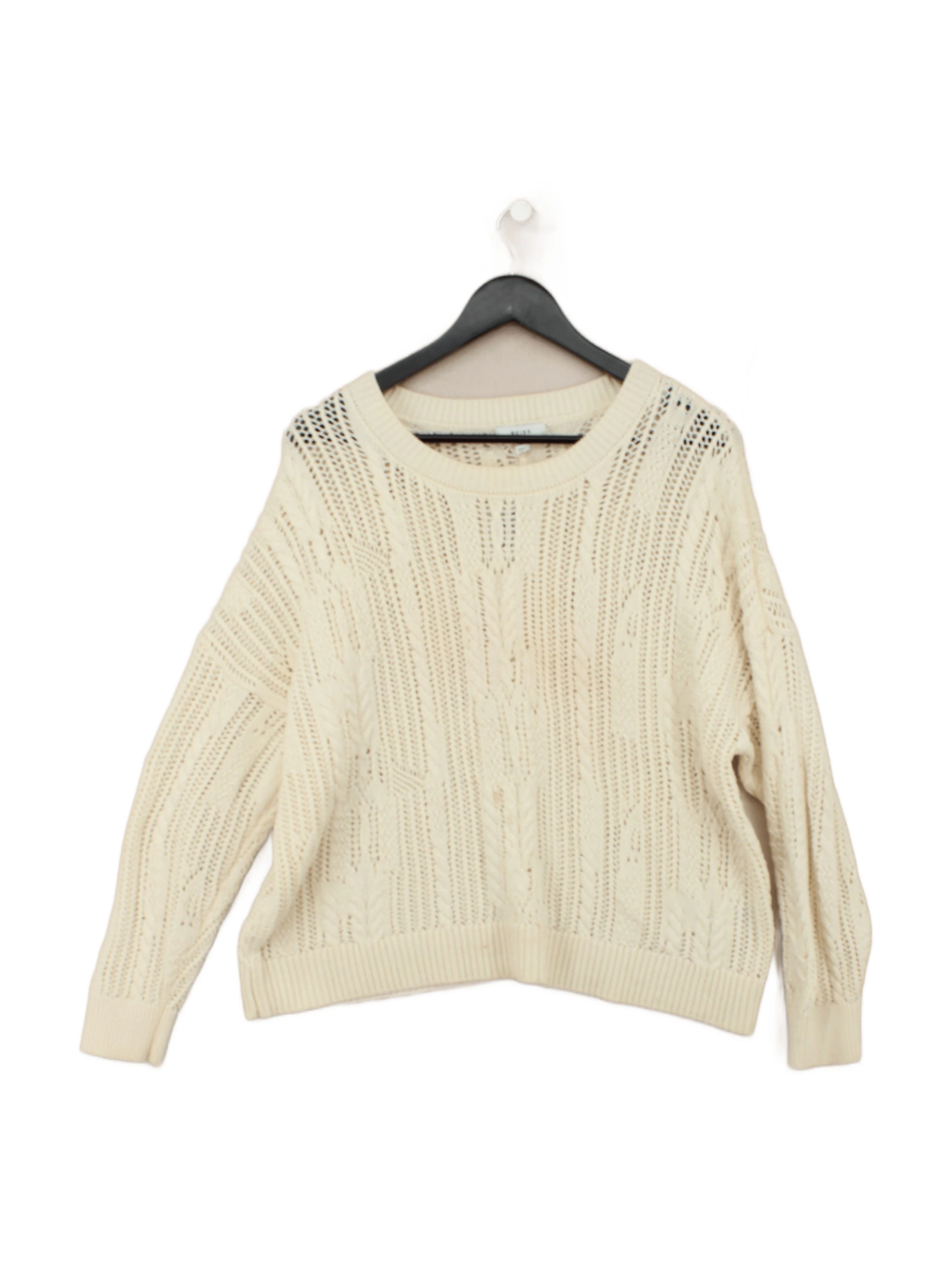 Reiss Women's Jumper M Cream Cotton with Elastane Crew Neck Pullover