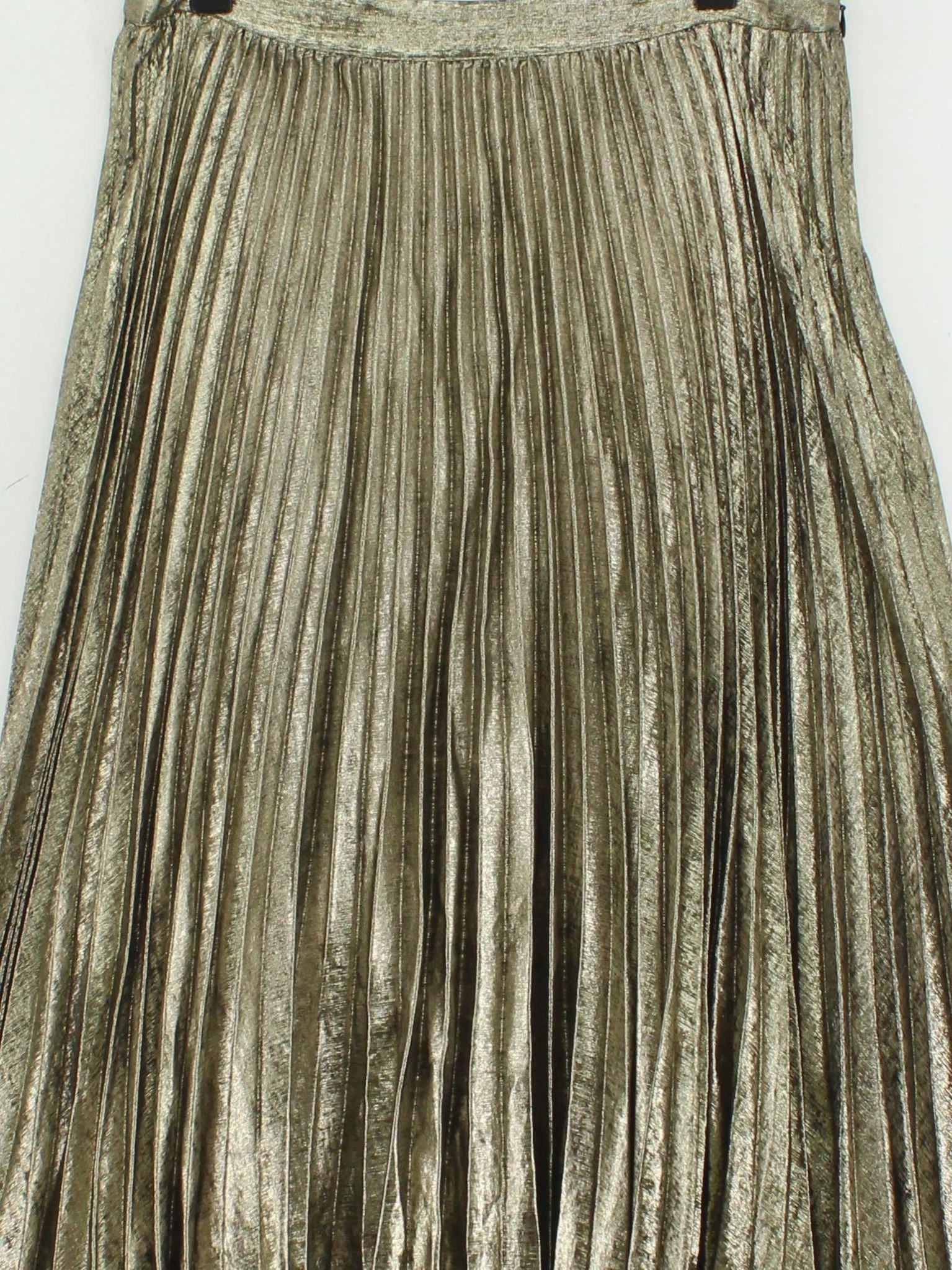 Reiss Women's Midi Skirt UK 12 Gold 100% Polyester Midi Pleated - Image 3