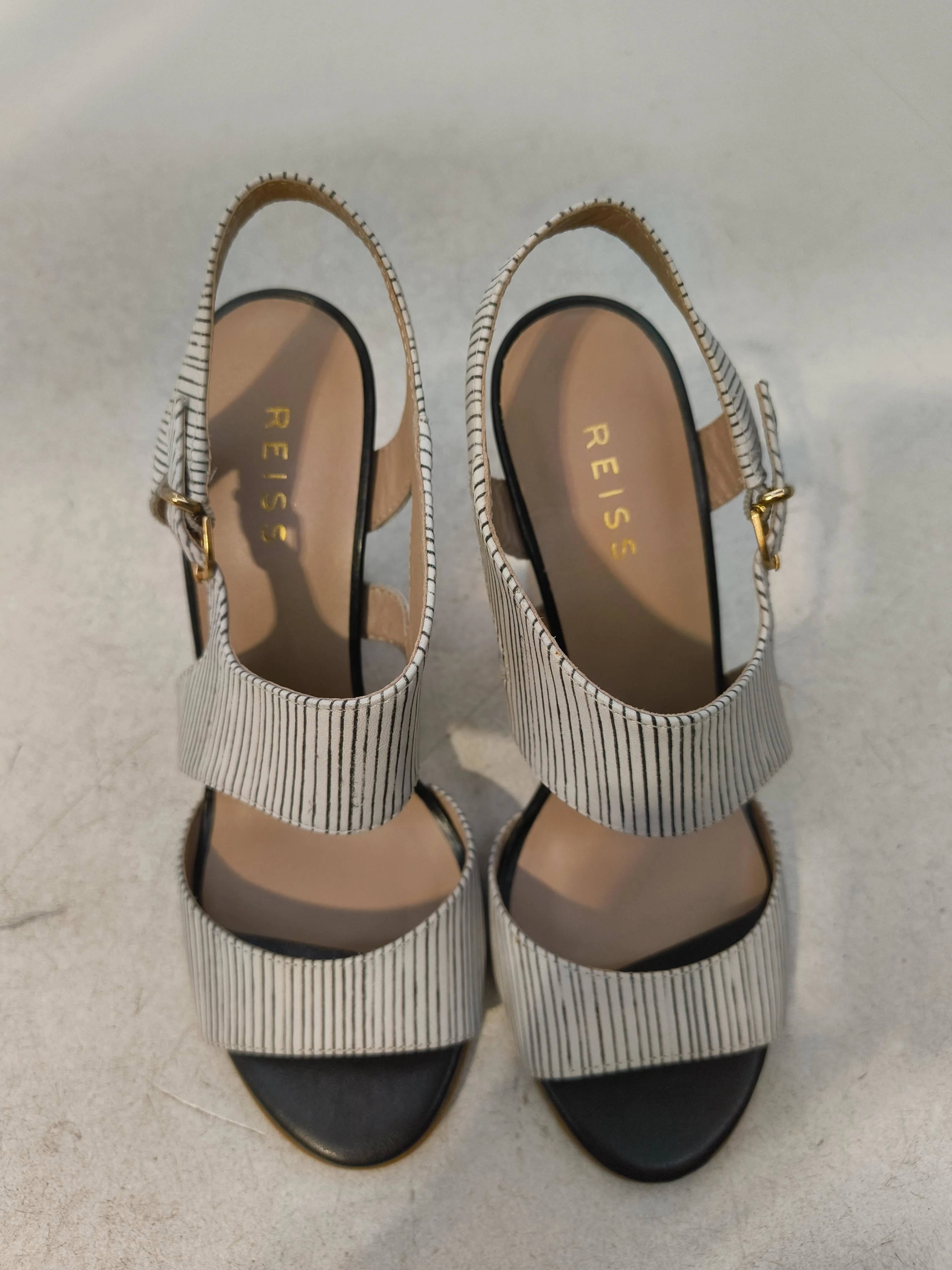 Reiss Women's Sandals UK 4 White Striped 100% Leather Espadrille - Image 6