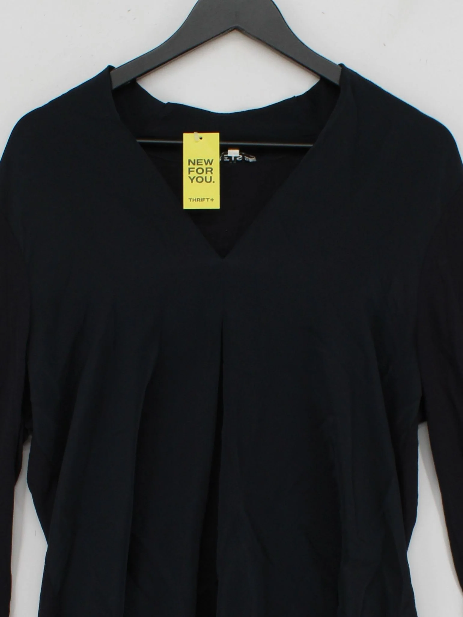 Reiss Women's Top L Black Silk with Viscose 3/4 Sleeve V-Neck Basic - Image 3