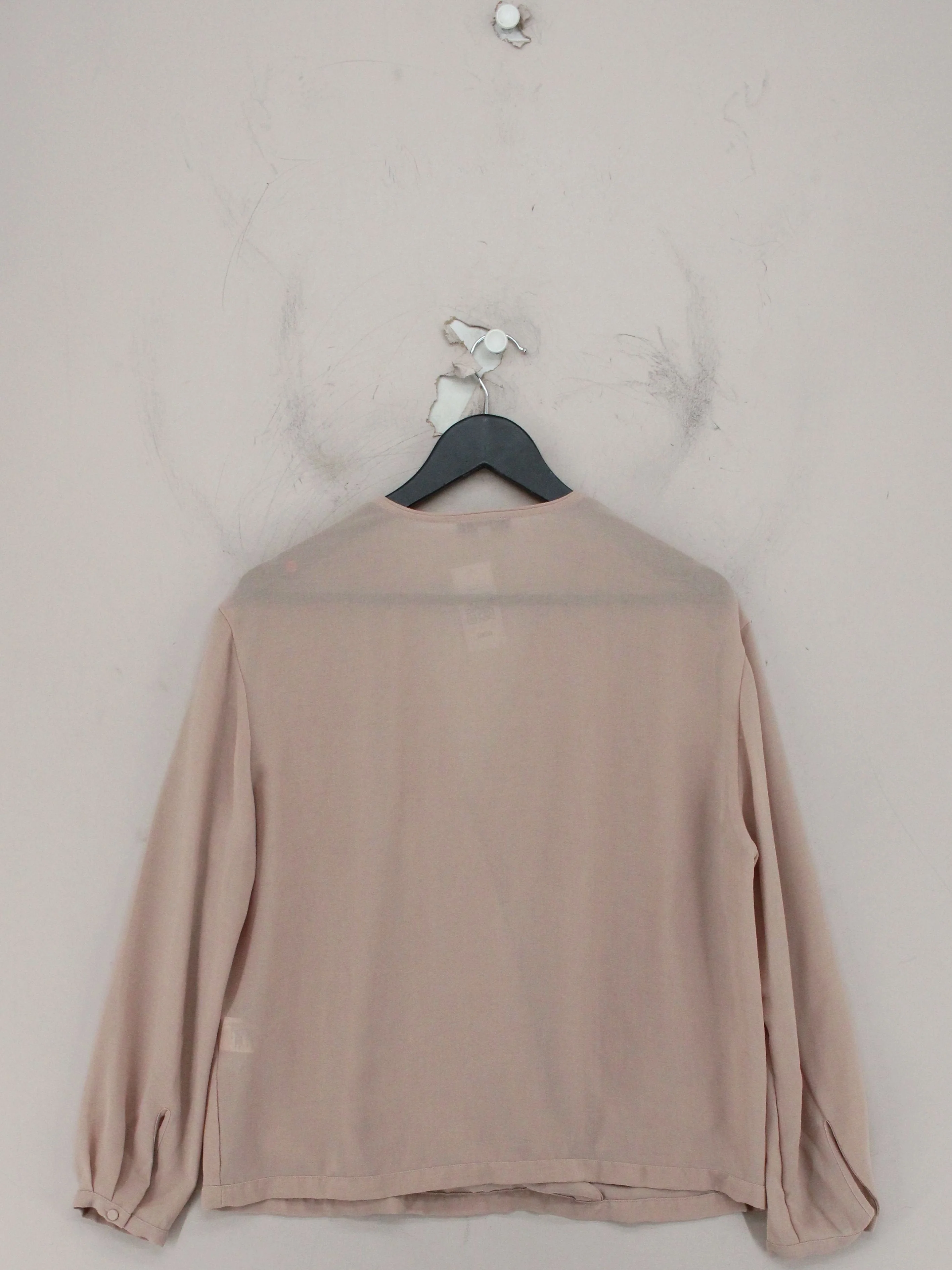 Reiss Women's Top L Tan 100% Polyester Long Sleeve V-Neck Basic - Image 2