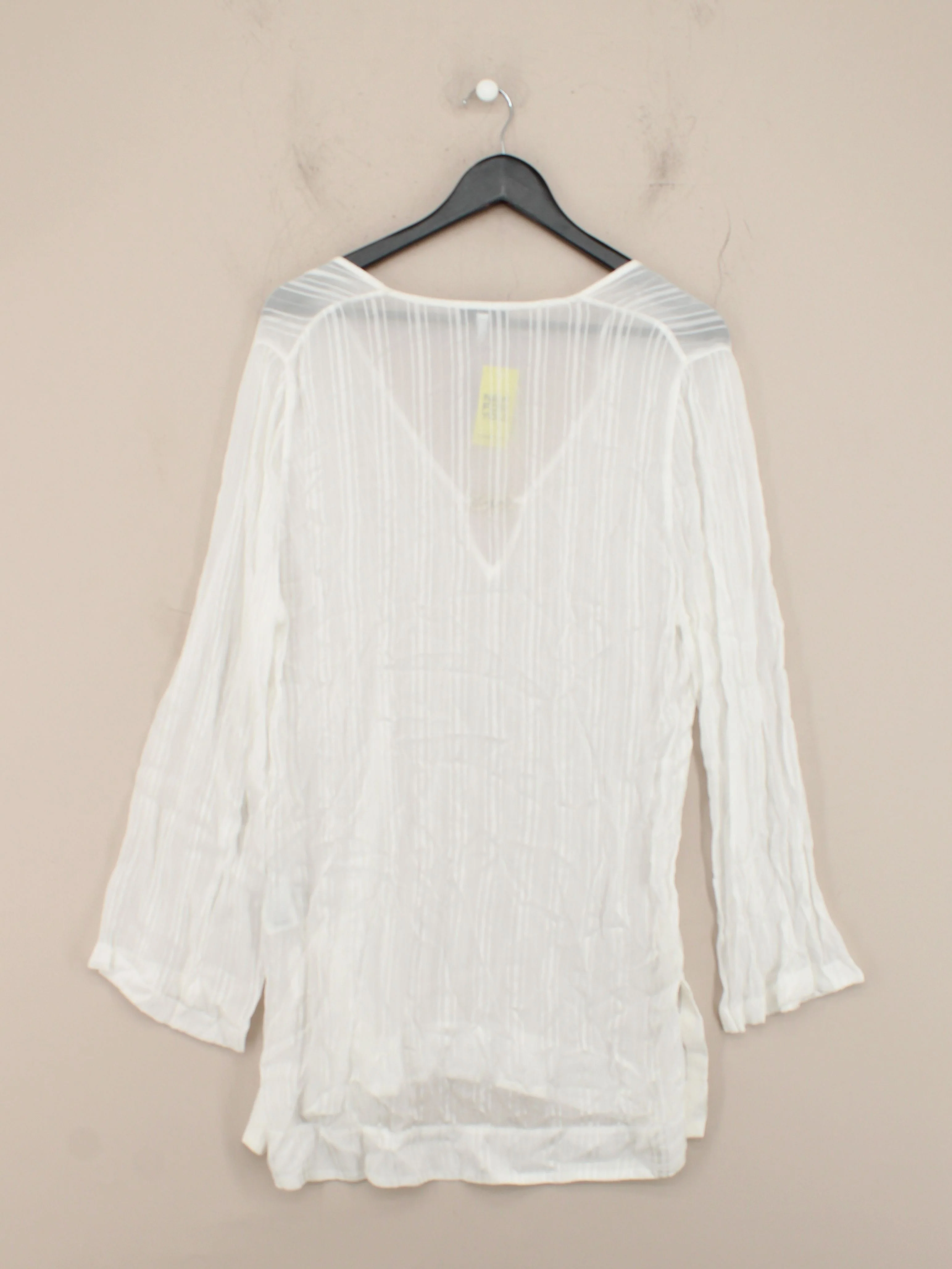 Reiss Women's Top UK 12 White Striped 100% Viscose Long Sleeve V-Neck Tunic - Image 2