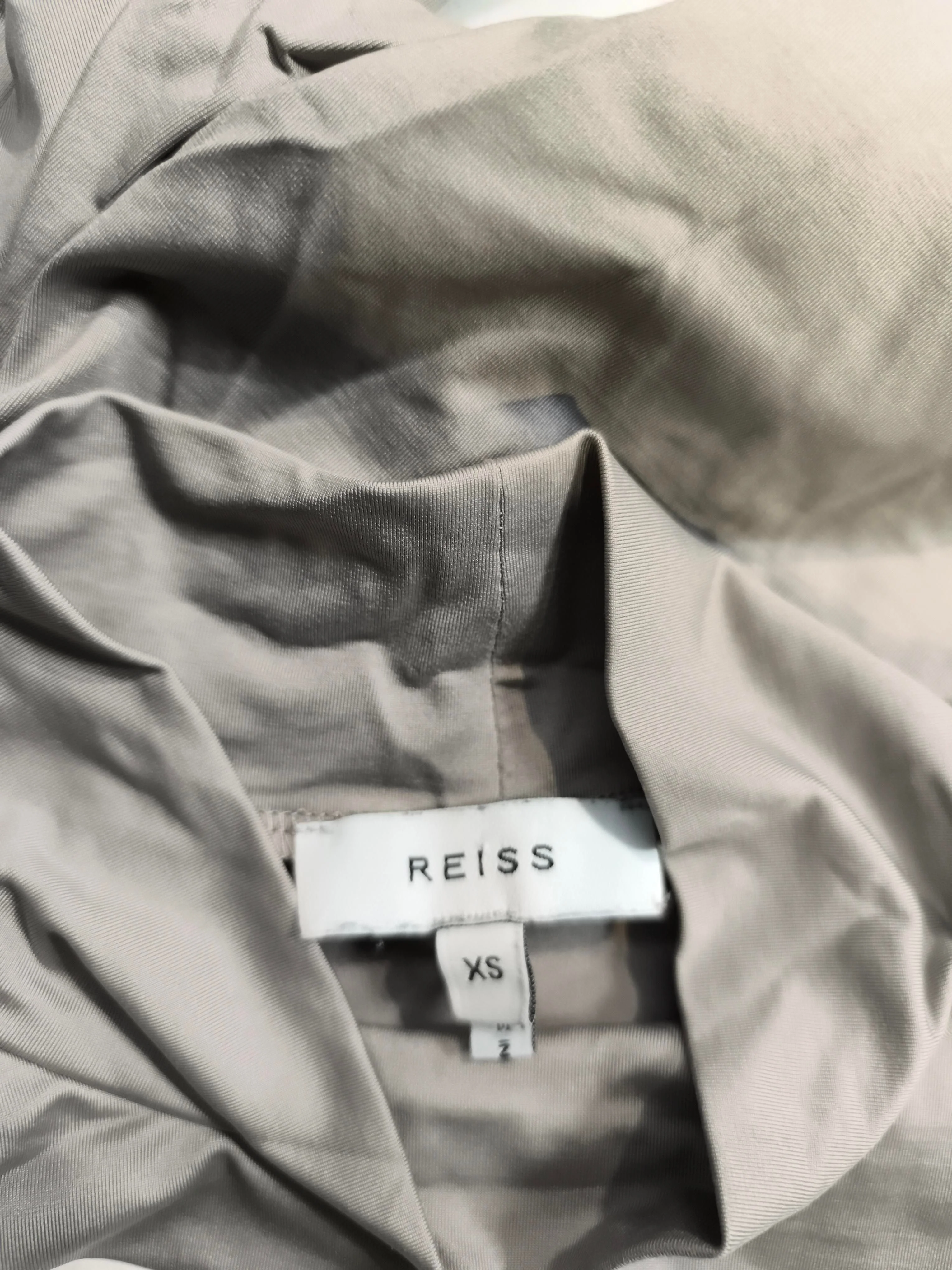 Reiss Women's Top XS Grey Polyamide with Elastane Long Sleeve Mock Neck Cropped - Image 5