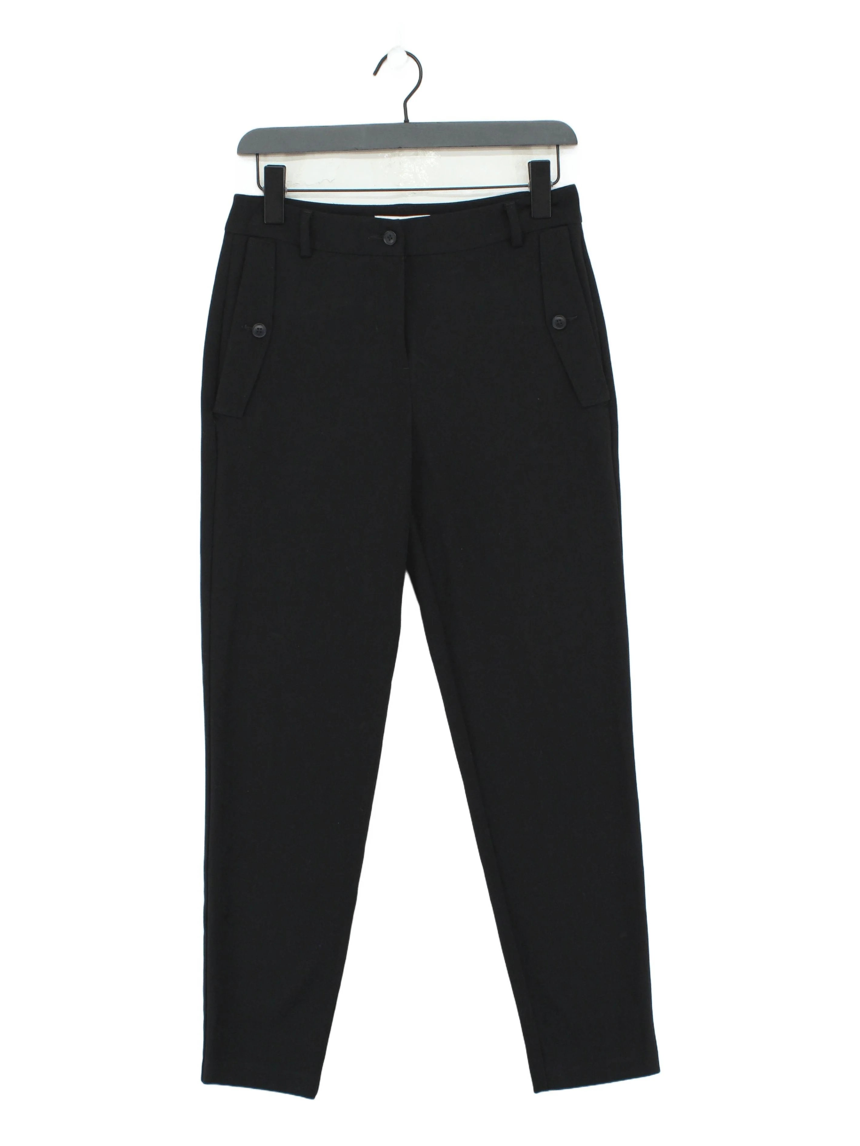Reiss Women's Trousers UK 6 Black Polyester with Viscose, Elastane Tapered Chino