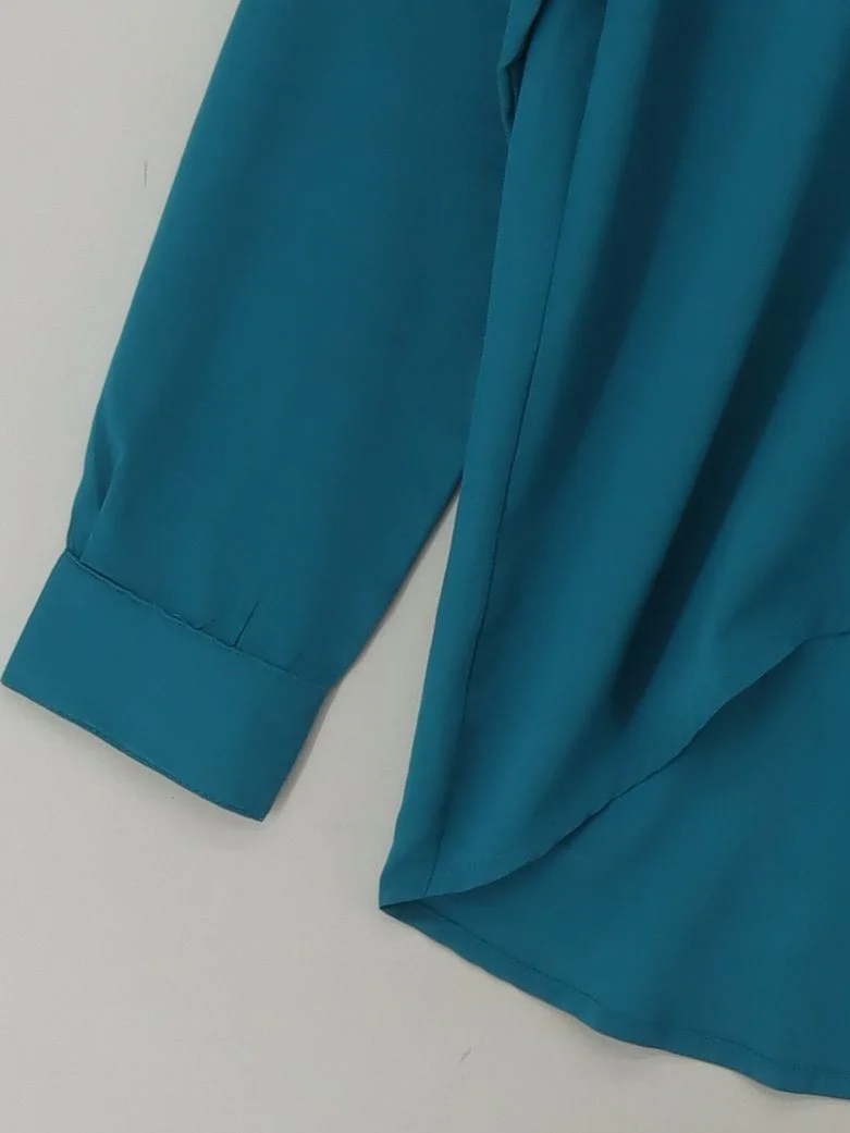 Religion Women's Shirt M Blue 100% Polyester Long Sleeve Collared Basic - Image 4