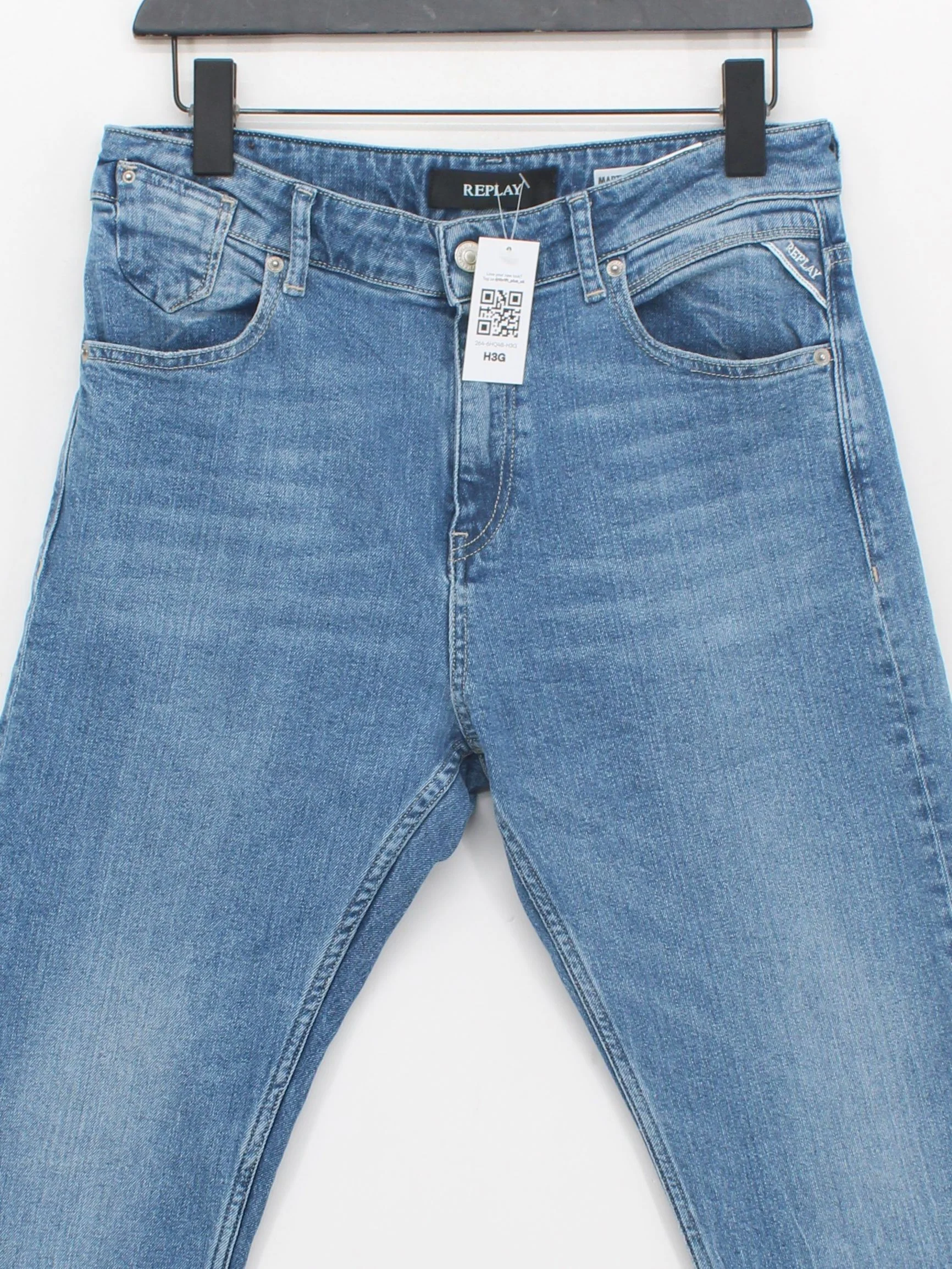Replay Men's Jeans W 29 in; L 30 in Blue Cotton with Elastane Straight - Image 3