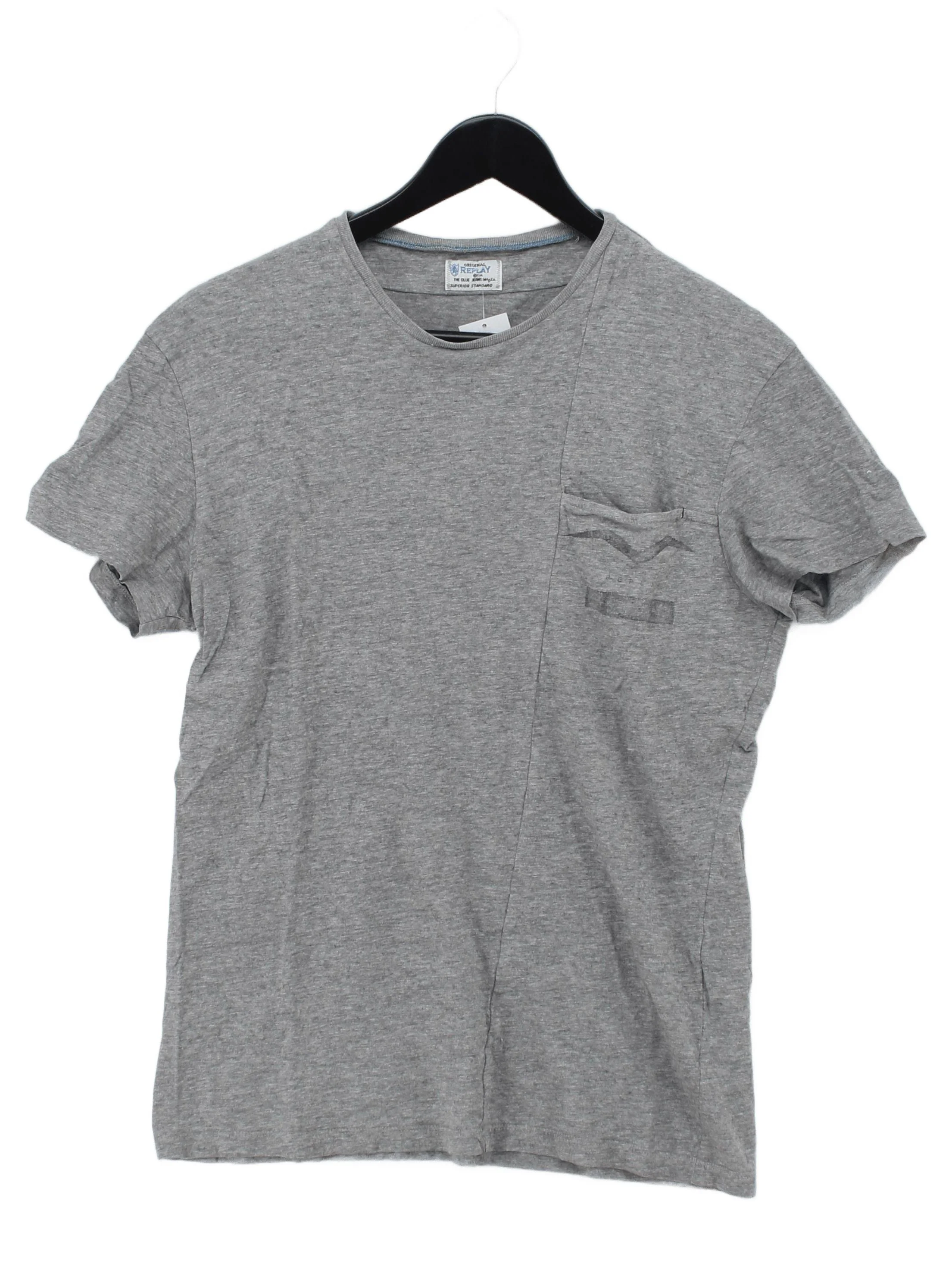 Replay Men's T-Shirt M Grey 100% Cotton Basic