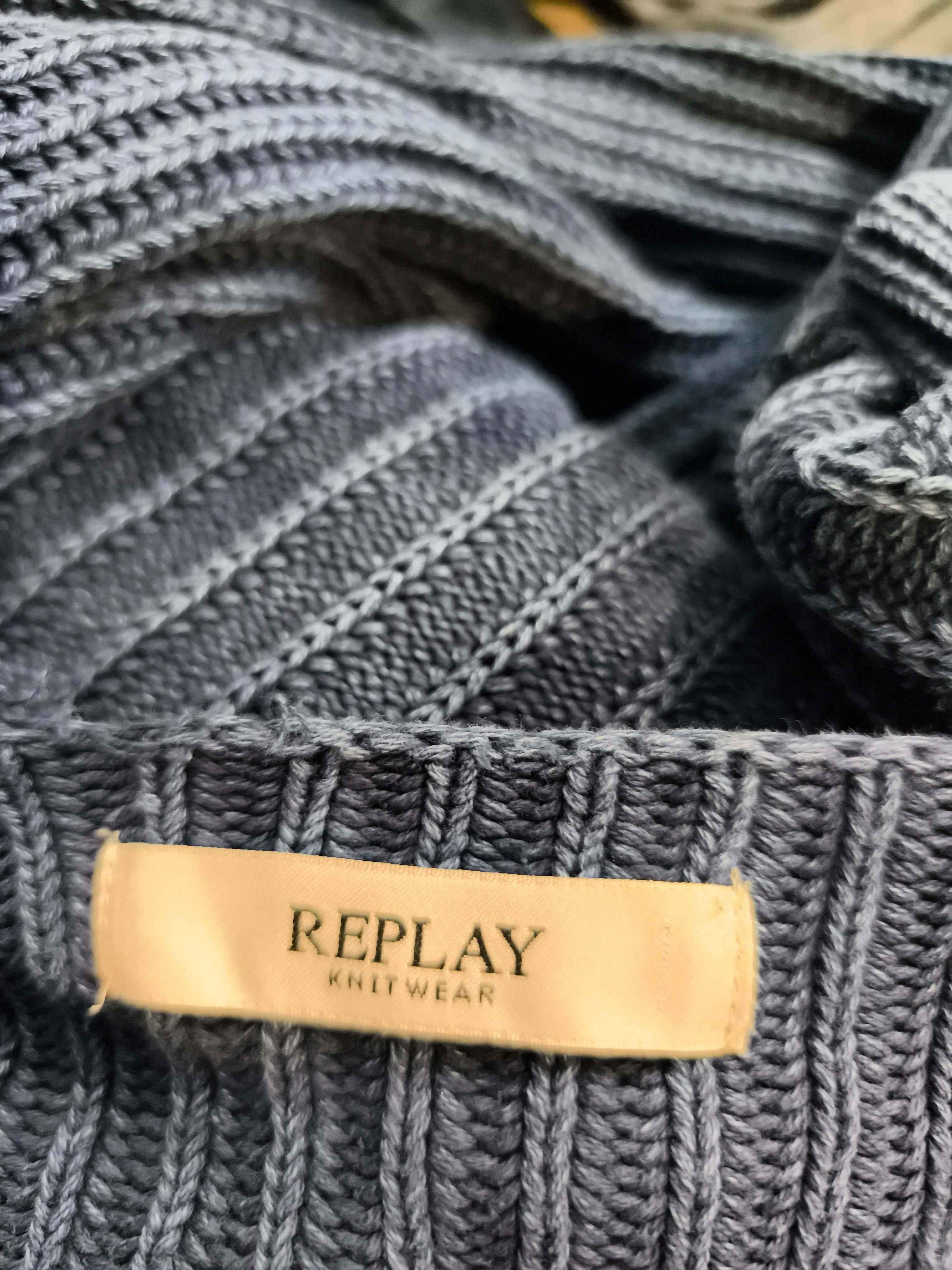 Replay Women's Cardigan L Blue 100% Cotton V-Neck Cardigan - Image 5
