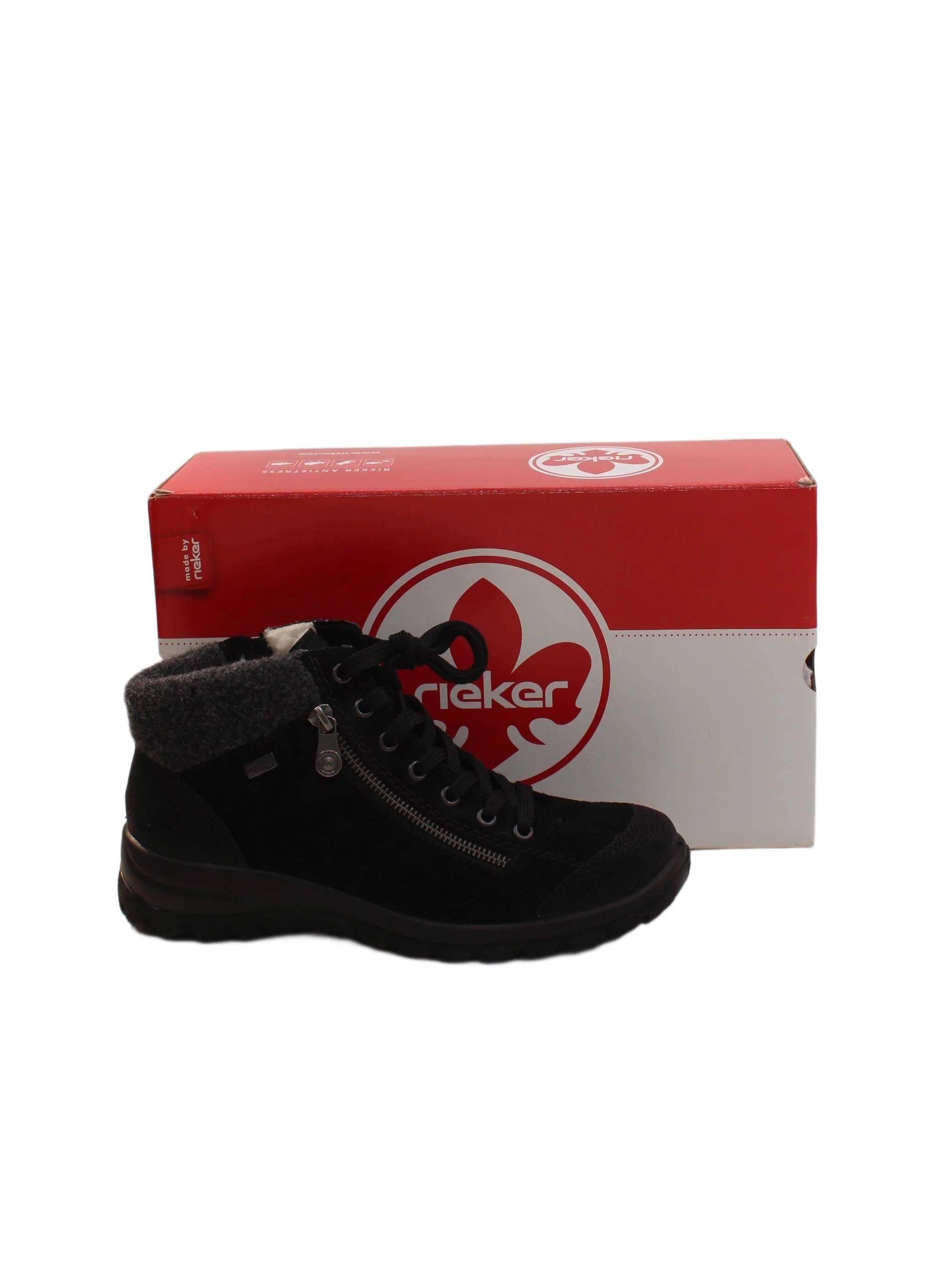 Rieker Women's Boots UK 6.5 Black Suede with Wool Combat