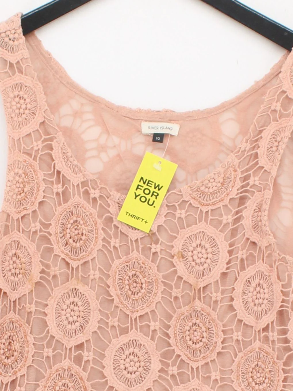 River Island Women's Top UK 10 Pink Cotton with Polyester Cropped - Image 3