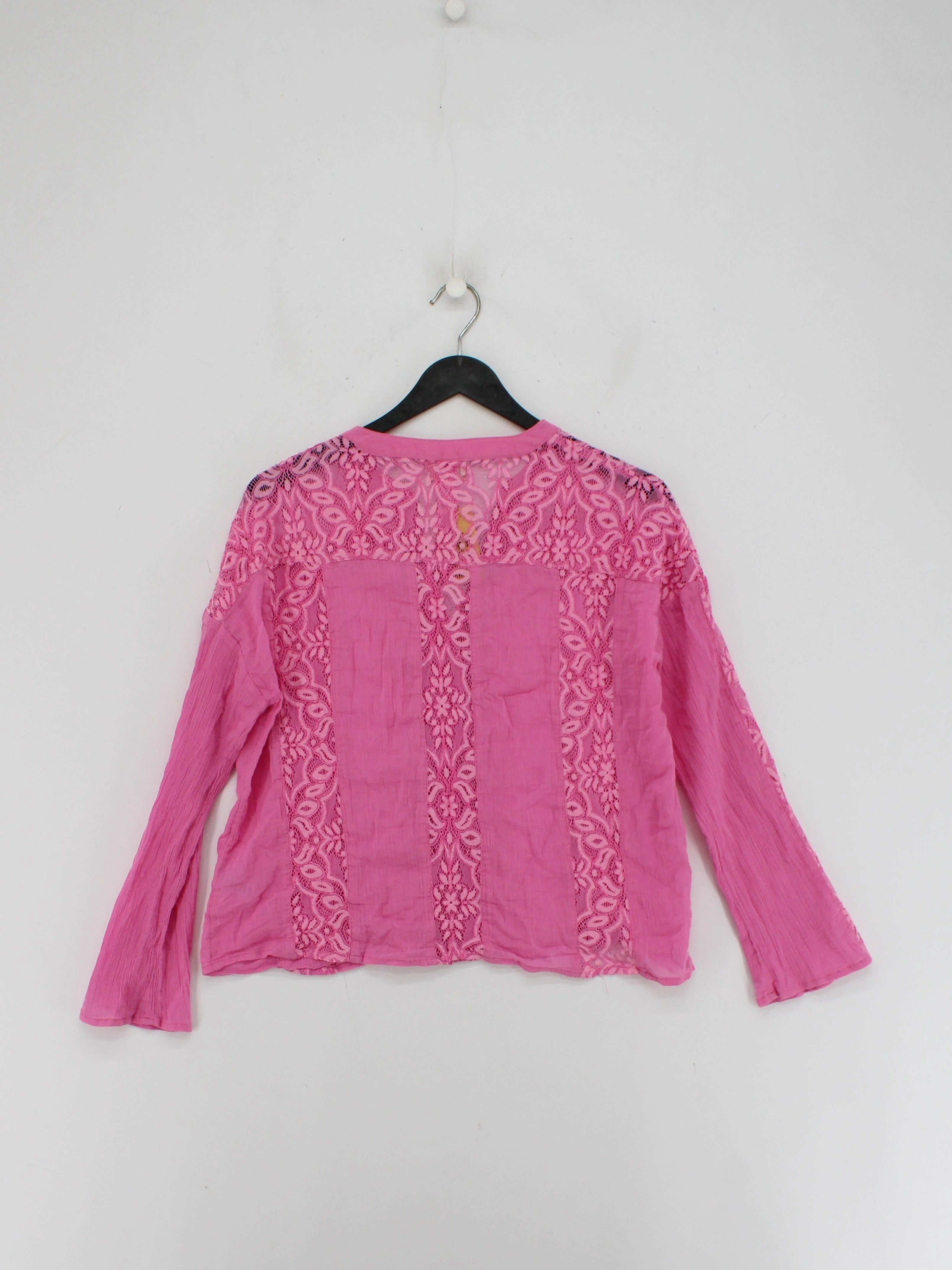 River Island Women's Top UK 8 Pink 100% Cotton Long Sleeve V-Neck Basic - Image 2