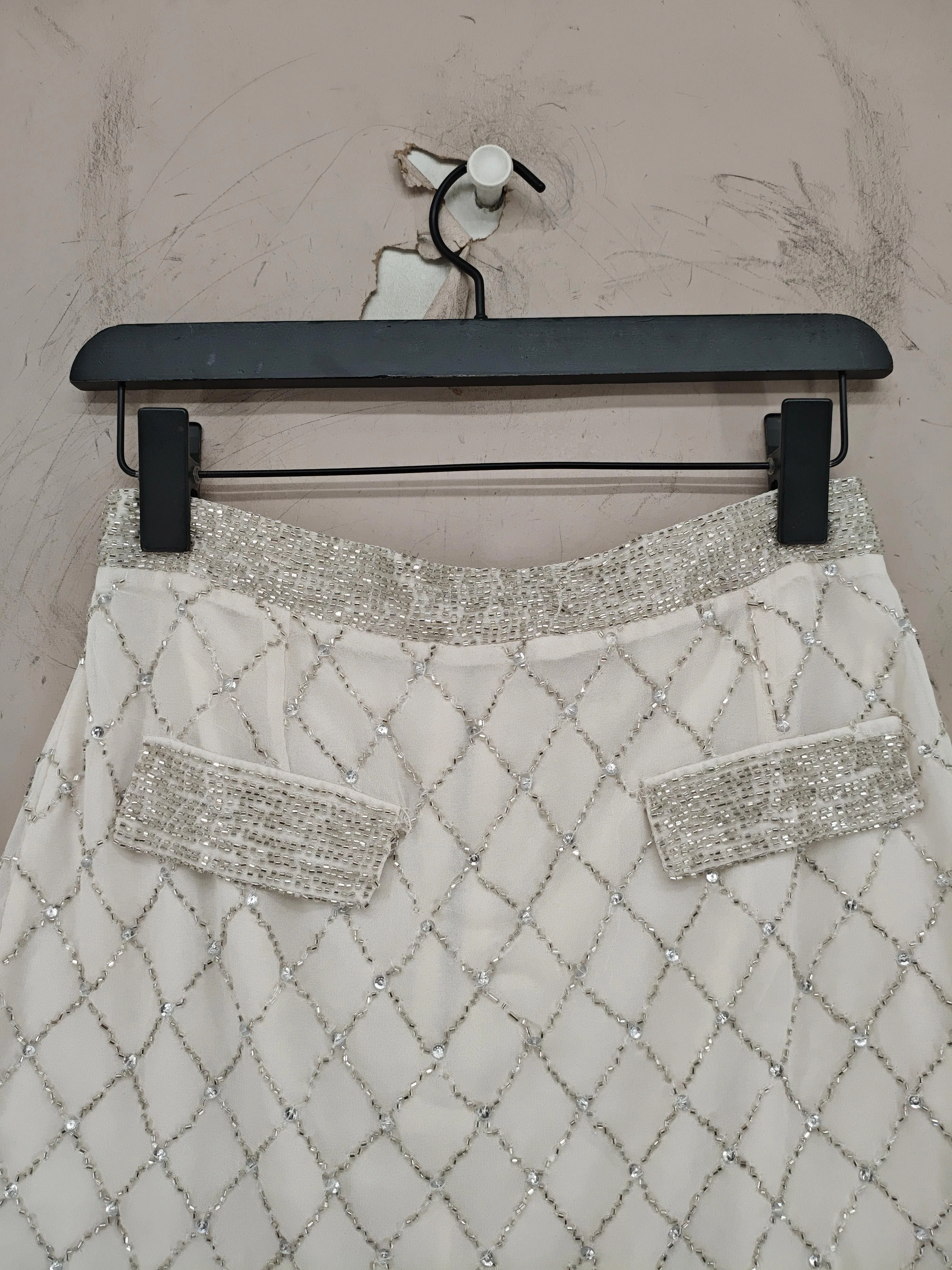 River Island Women's Two Piece Suit M Cream Geometric 100% Polyester Skirt Suit - Image 5