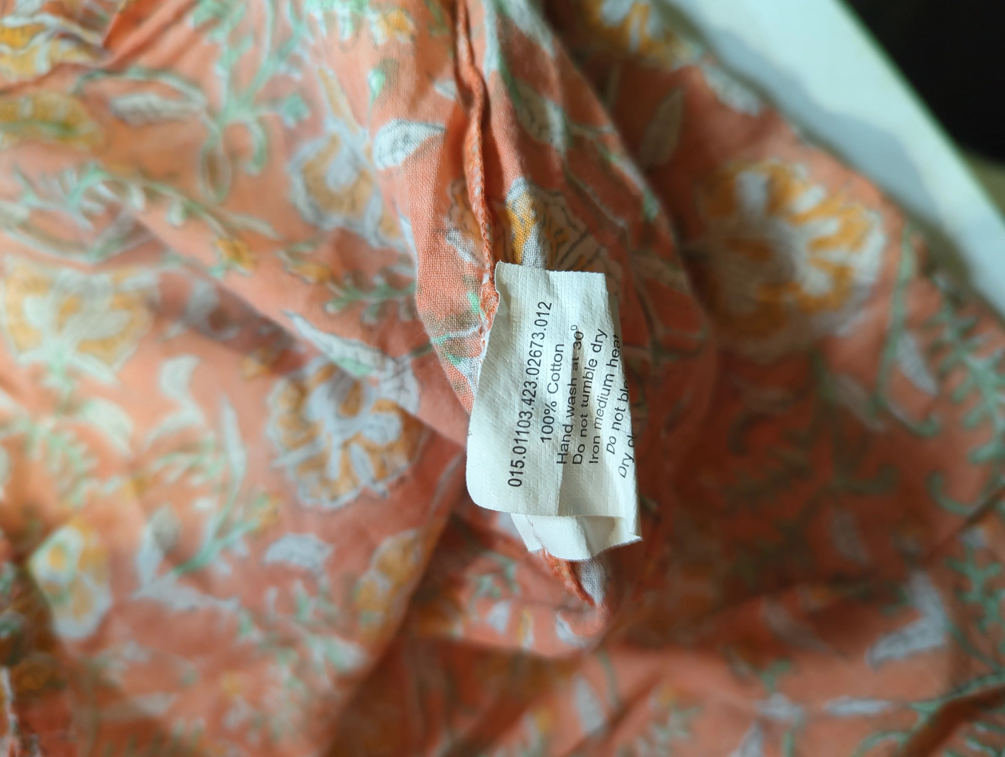 RIXO Women's Top UK 12 Orange Floral 100% Cotton Short Sleeve Round Neck Basic - Image 6