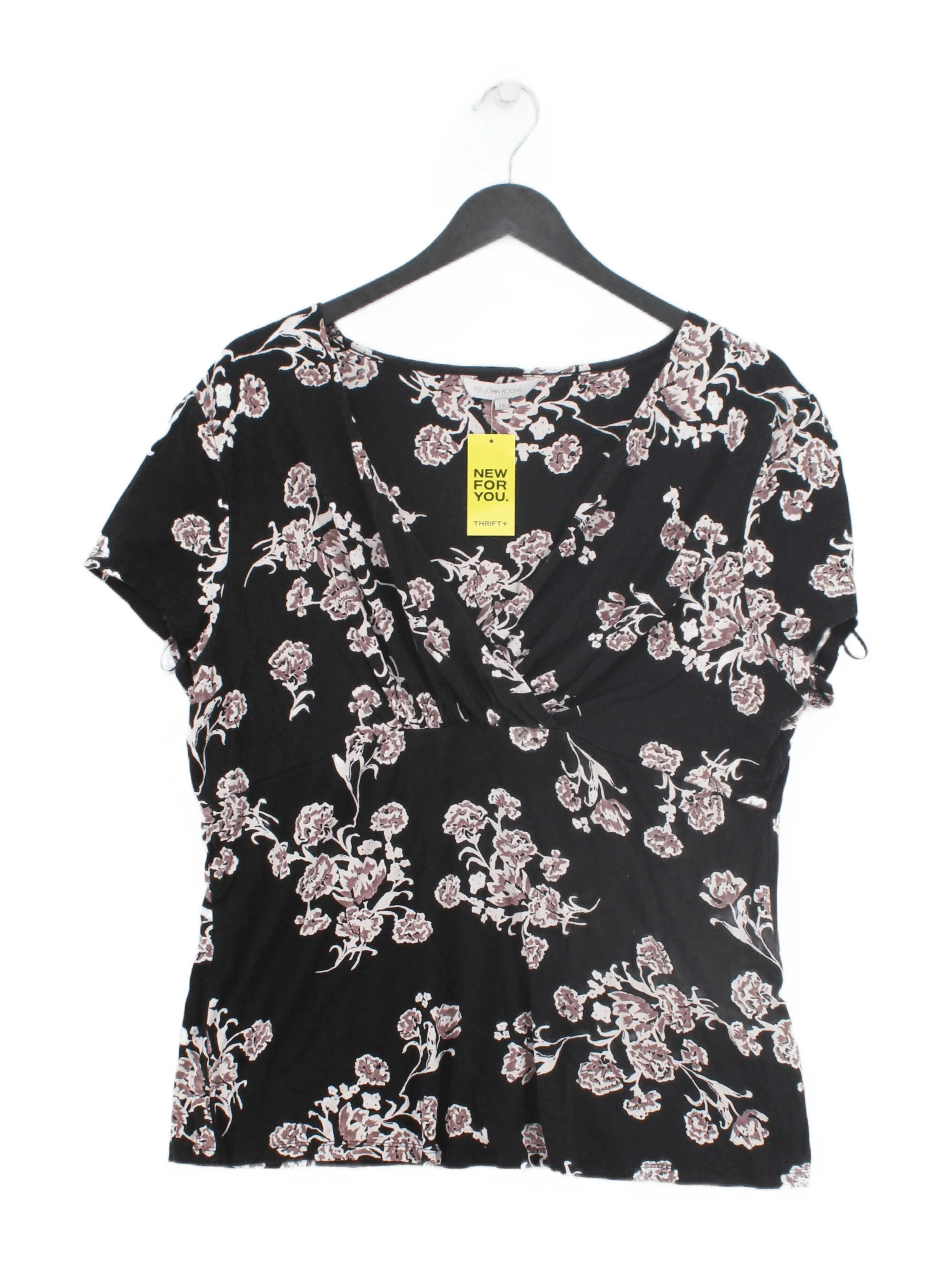 Rocha.John Rocha Women's Top UK 18 Black Viscose with Elastane Basic