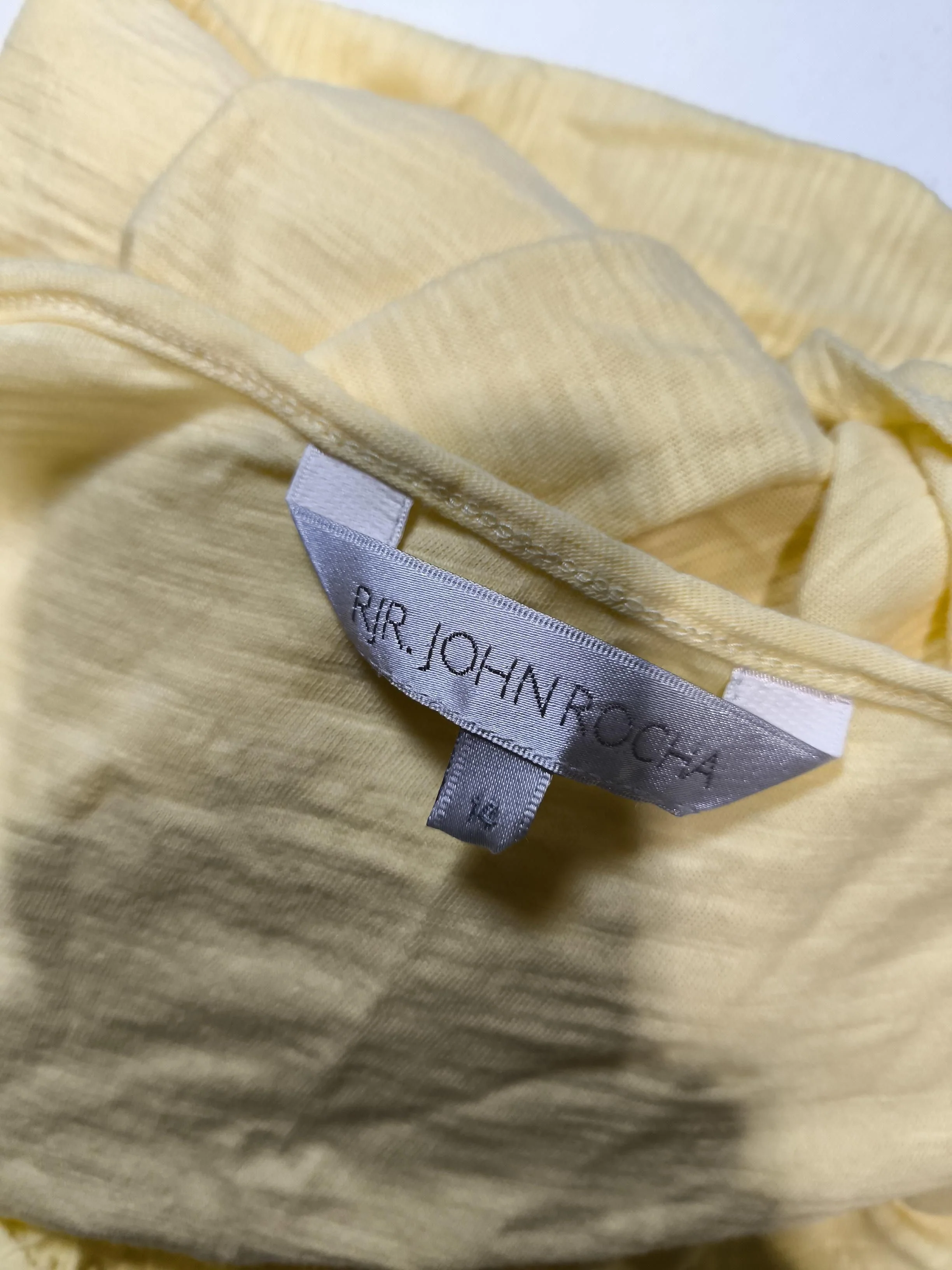 Rocha.John Rocha Women's Top XL Yellow 100% Cotton Sleeveless Round Neck Basic - Image 5