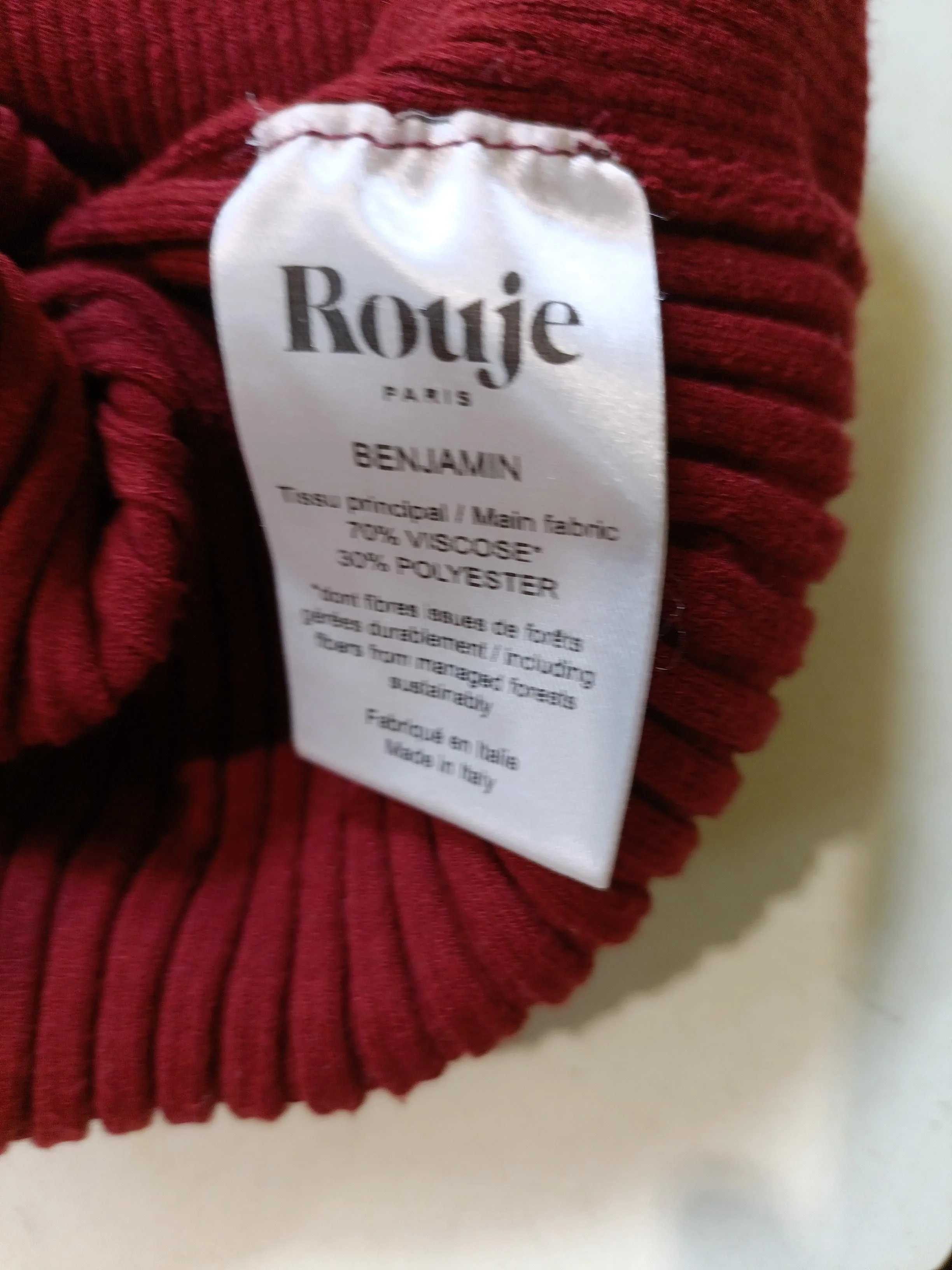 Rouje Women's Top UK 10 Red Viscose with Polyester Long Sleeve Round Neck Basic - Image 5