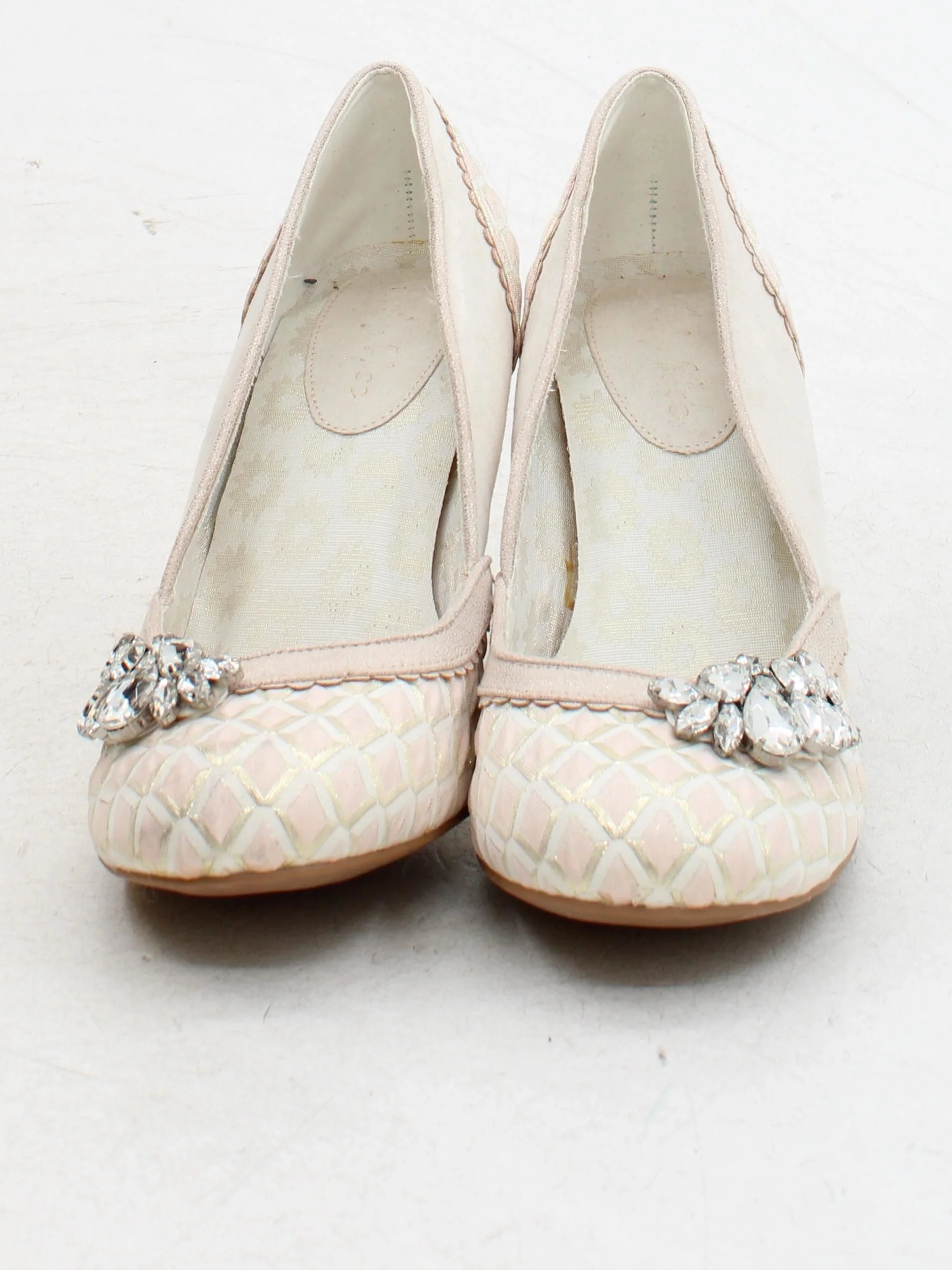 Ruby Shoo Women's Heels UK 7 Cream Geometric 100% Other Court - Image 2