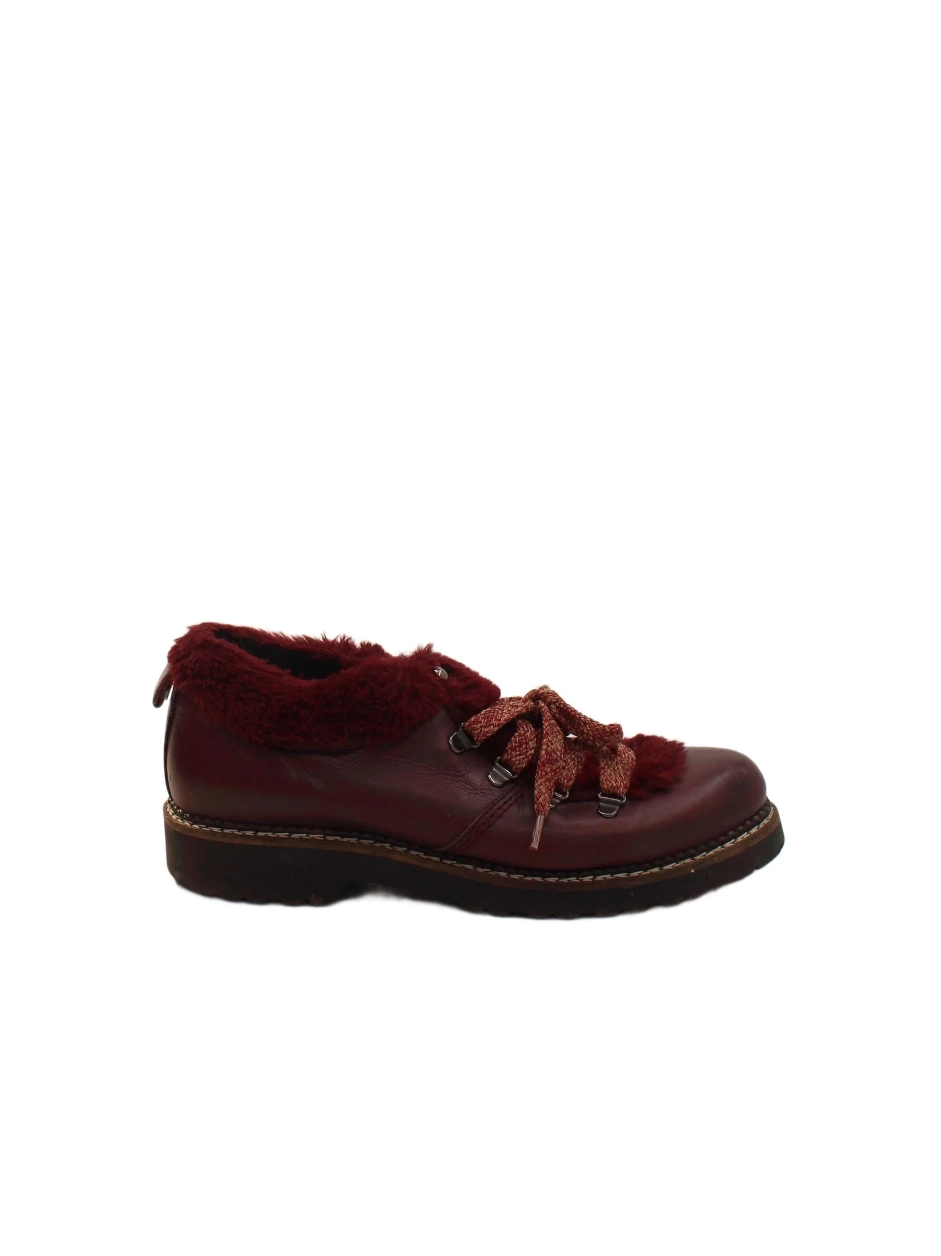 Russell & Bromley Women's Boots UK 7 Red Leather with Faux Fur Combat