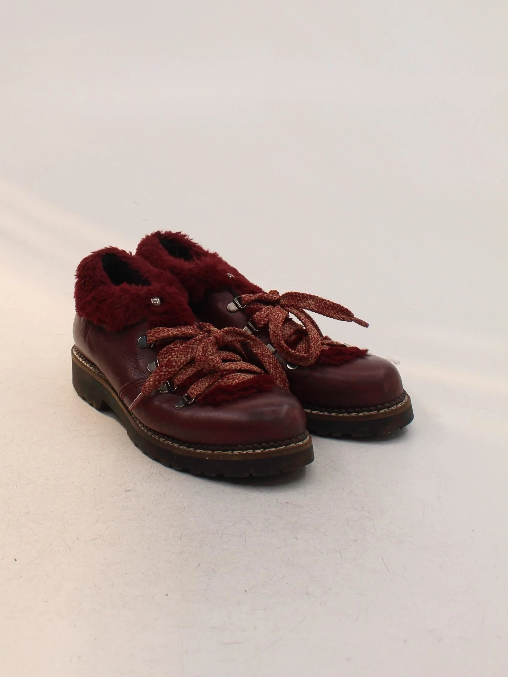 Russell & Bromley Women's Boots UK 7 Red Leather with Faux Fur Combat - Image 4