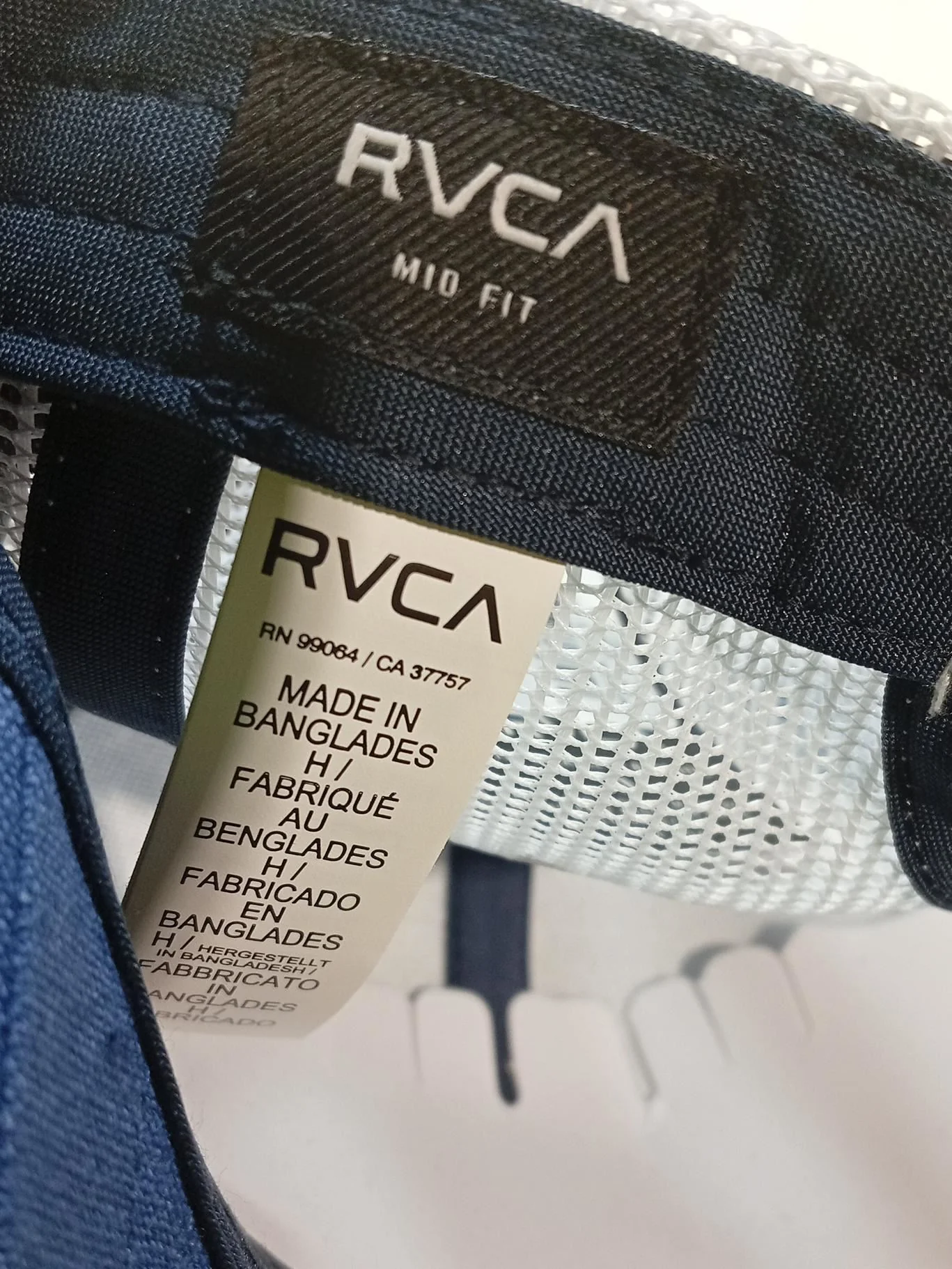 RVCA Men's Hat M Blue Cotton with Polyester Baseball Cap - Image 6