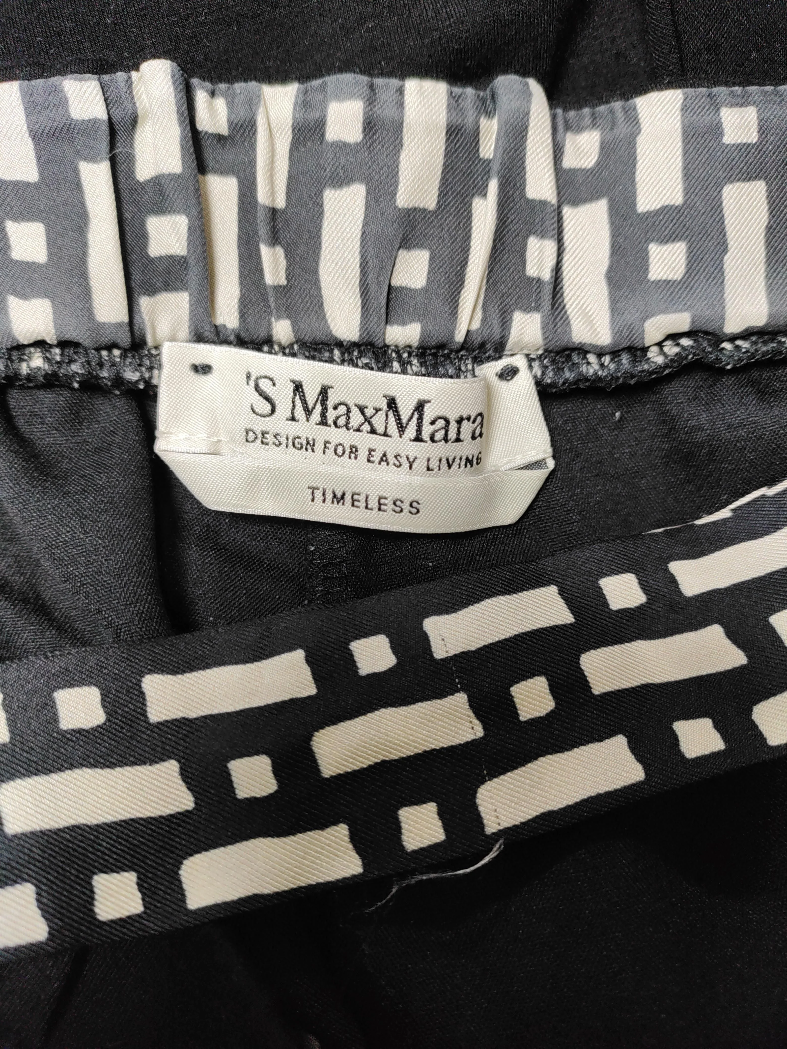 'S MaxMara Women's Trousers M Black Geometric 100% Other Wide-Leg Chino - Image 5