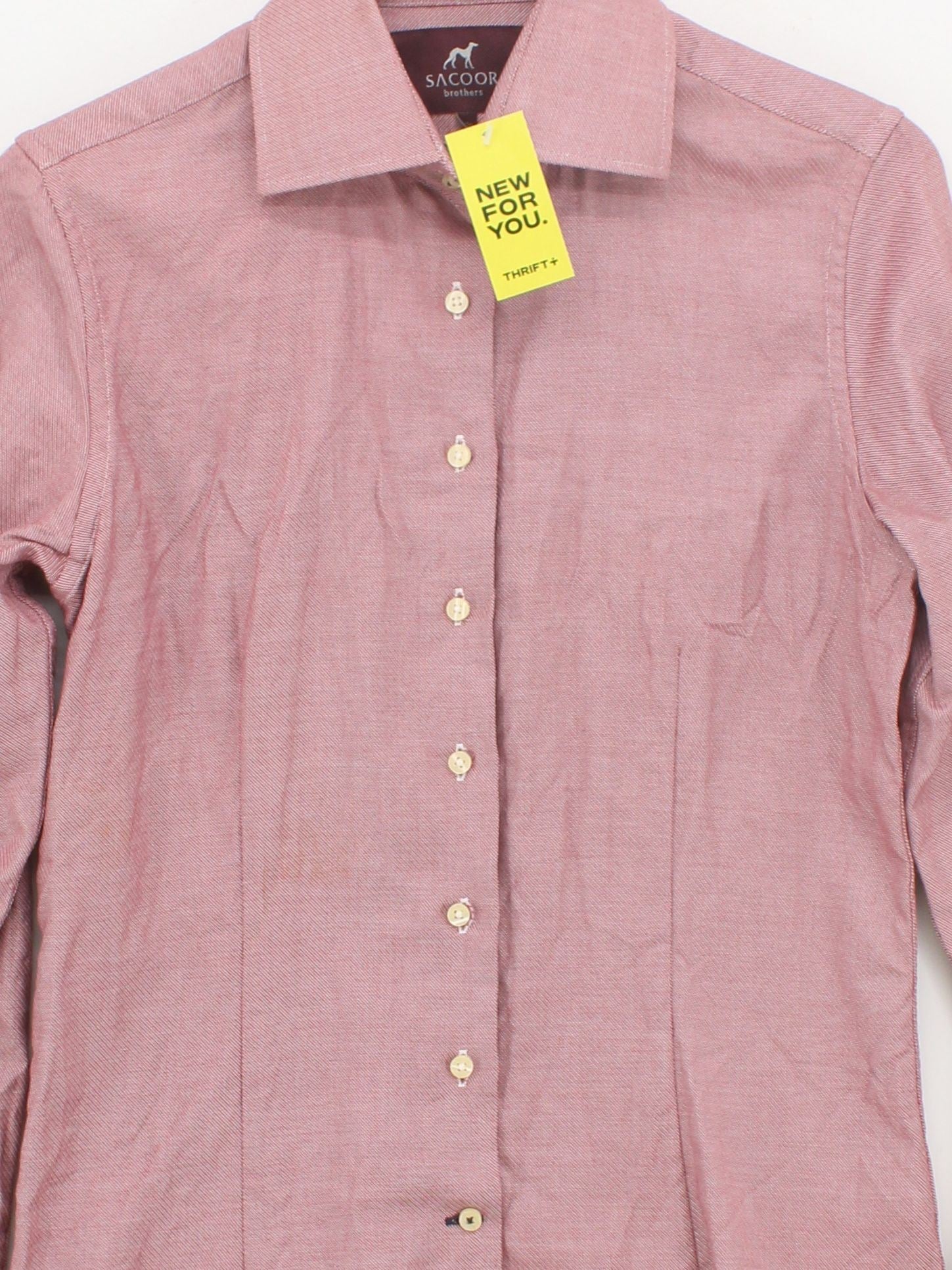Sacoor Brothers Men's Shirt Chest: 40 in Red 100% Cotton Basic - Image 3