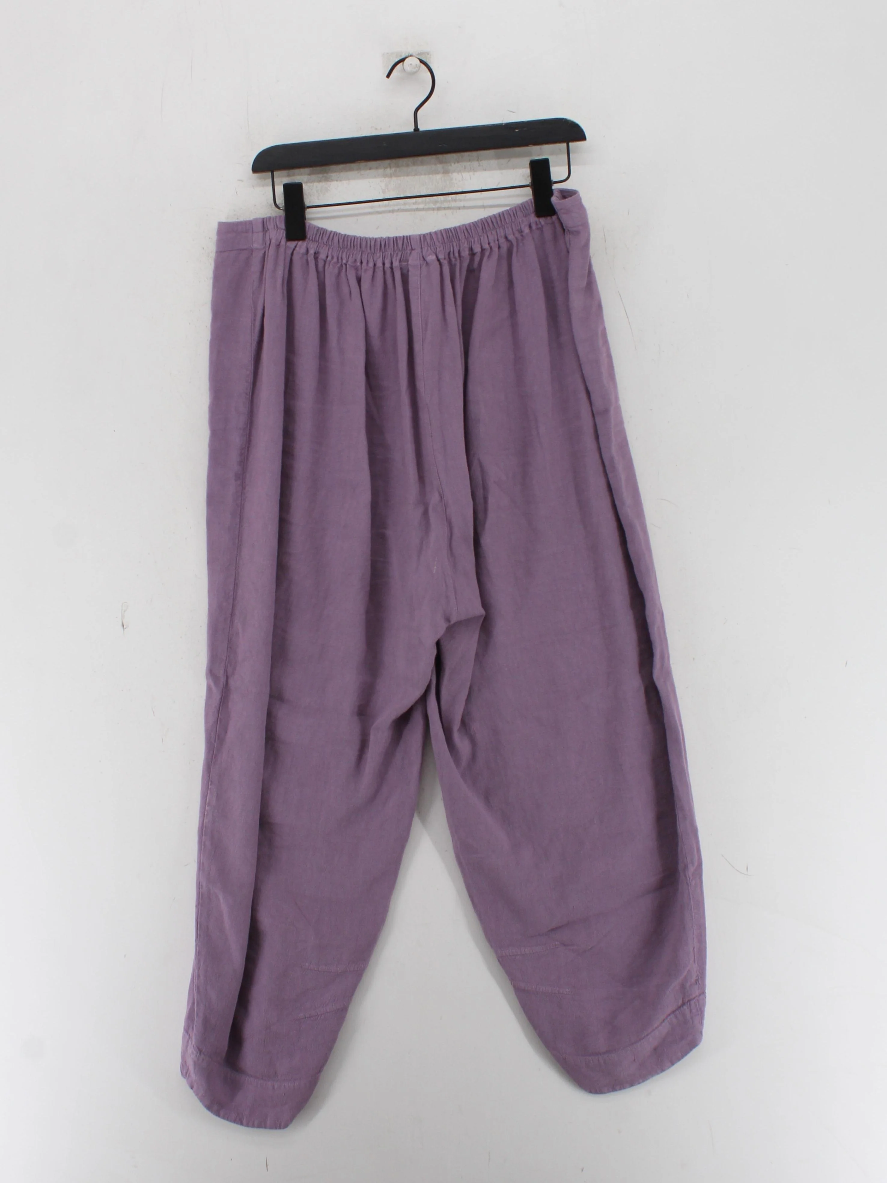 Sahara Women's Trousers UK 16 Purple Linen with Viscose Wide-Leg Cropped - Image 2