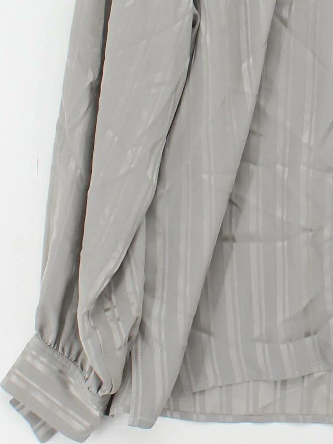 Saint Laurent Women's Blouse UK 14 Grey 100% Silk Basic - Image 4