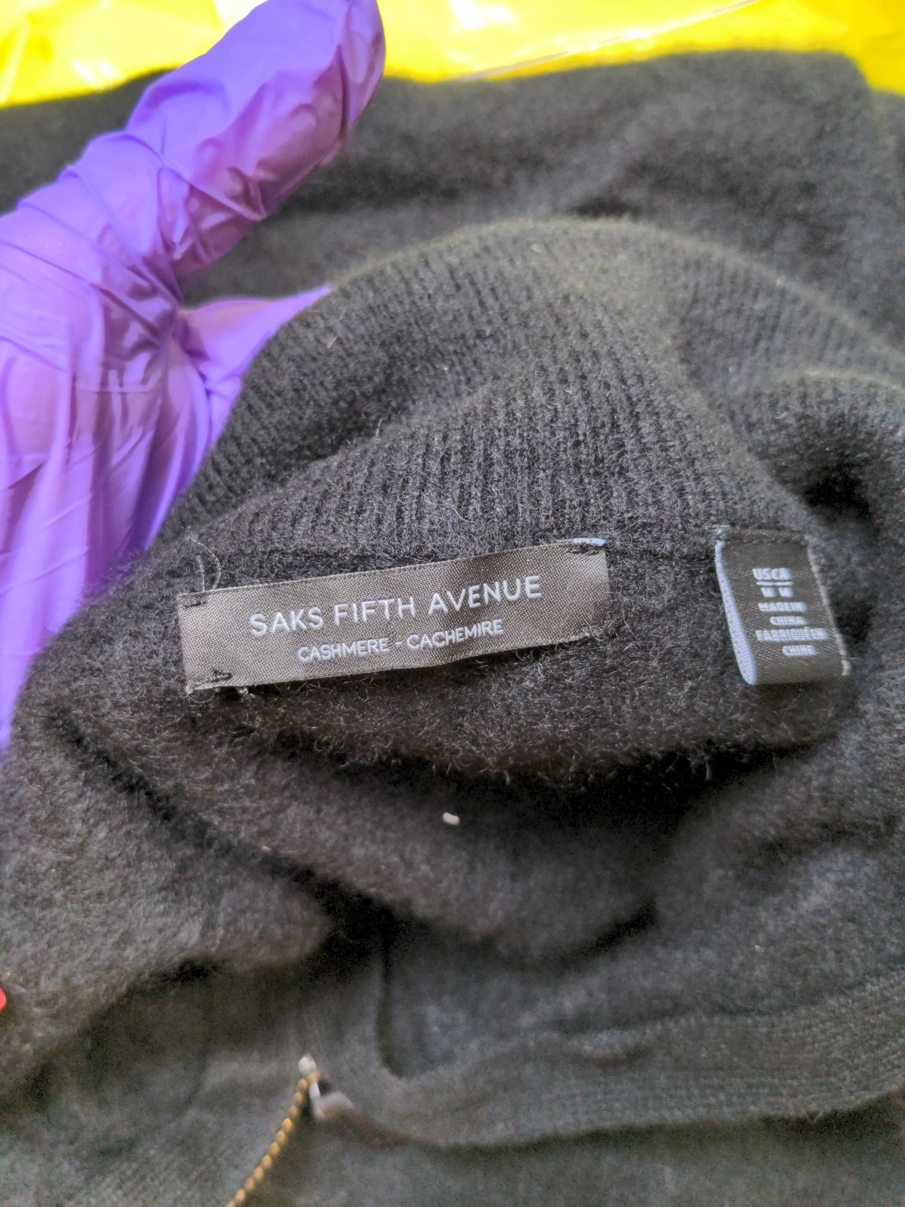 Saks Fifth Avenue Men's Jumper M Black 100% Cashmere High Neck Pullover - Image 6