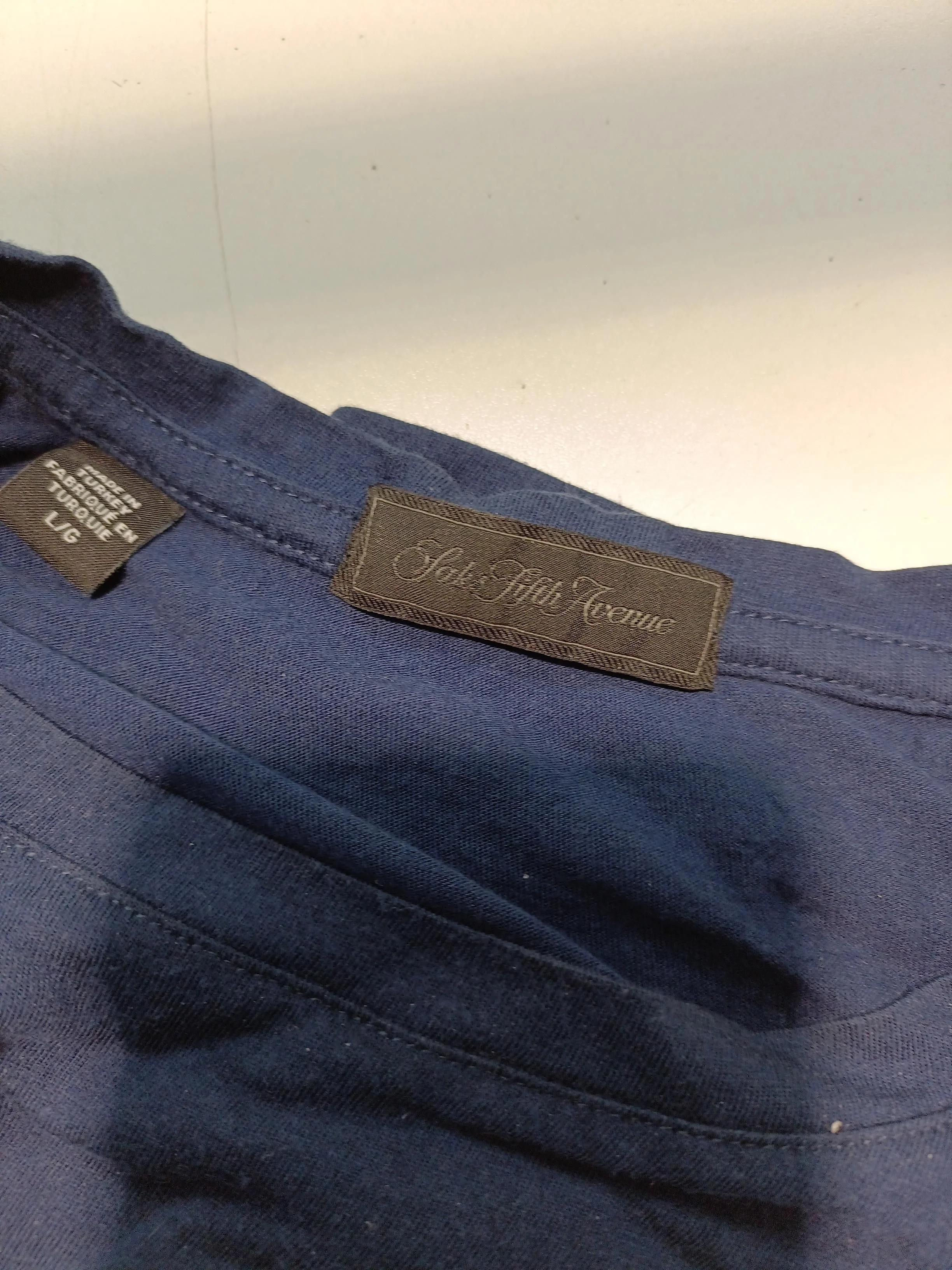 Saks Fifth Avenue Men's T-Shirt L Blue Cotton with Lyocell Modal Basic - Image 5