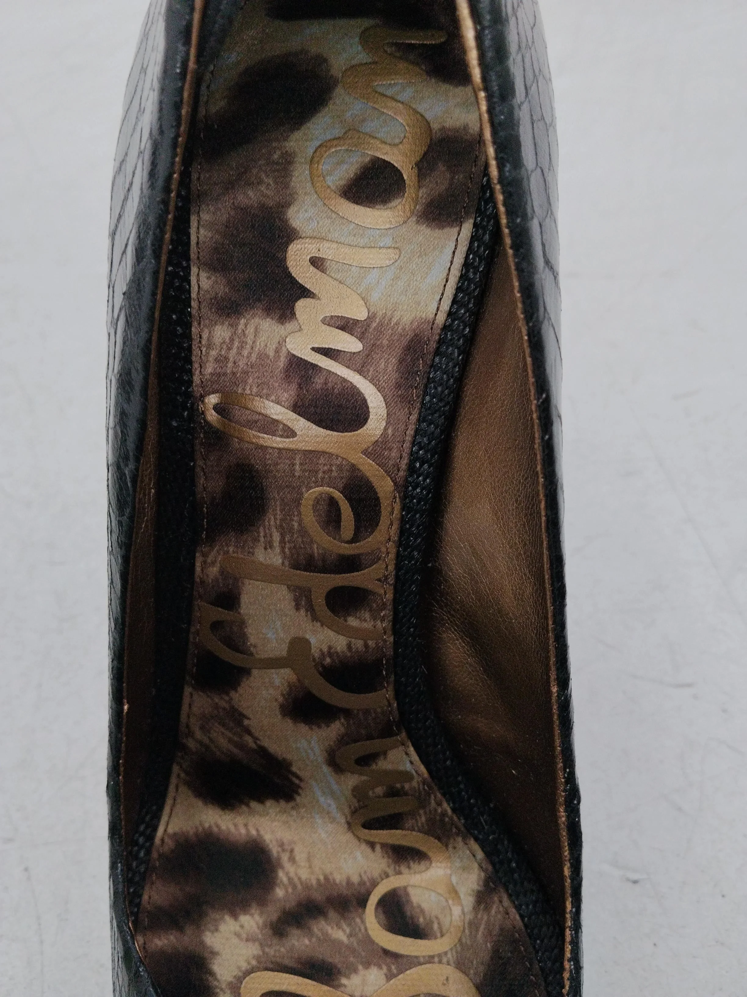 Sam Edelman Women's Heels UK 8 Black Animal Print 100% Faux Leather Platform - Image 6