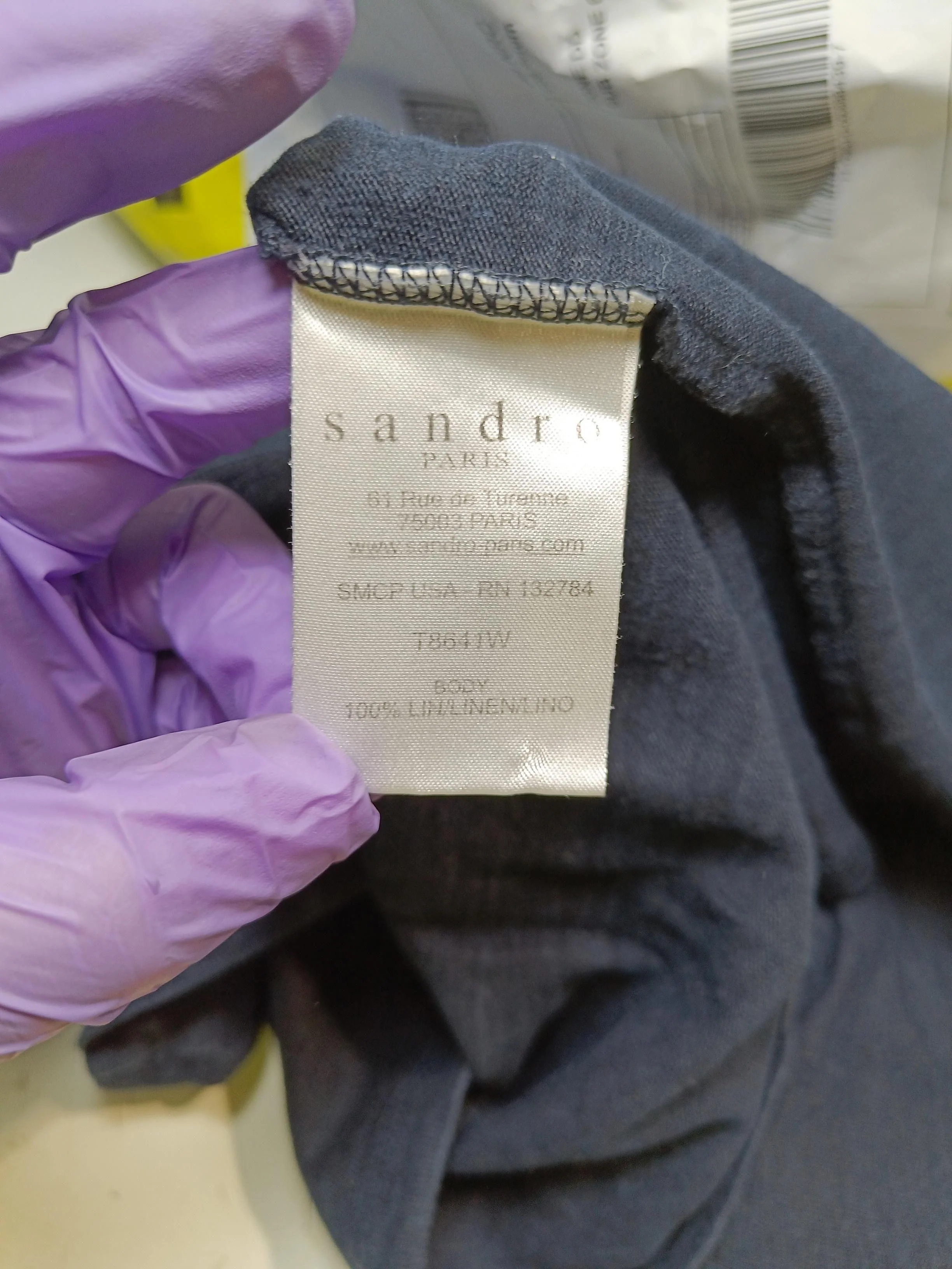 Sandro Men's T-Shirt S Blue 100% Linen Basic - Image 7