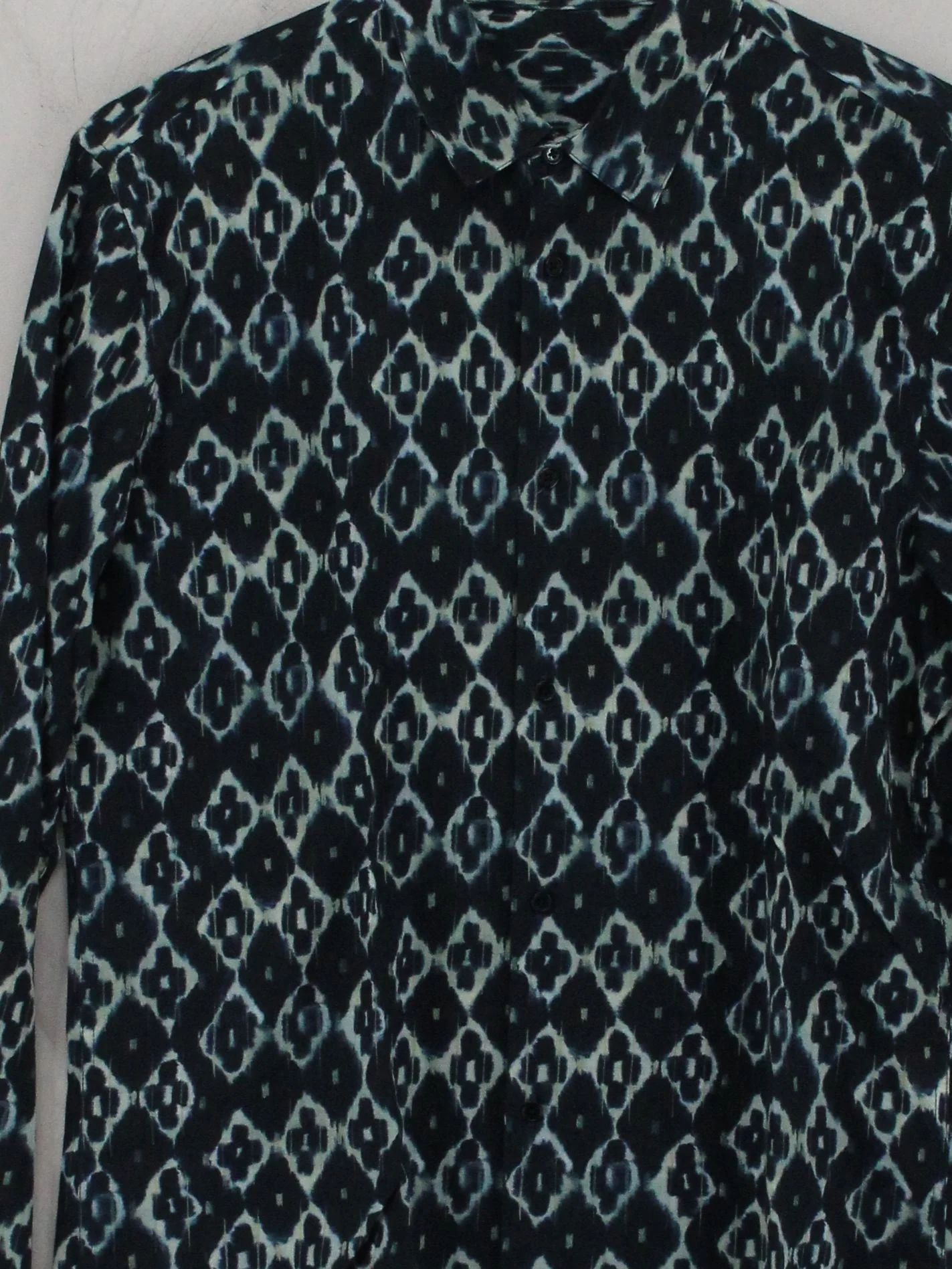 Sandro Women's Shirt S Black Geometric 100% Cotton Long Sleeve Collared Basic - Image 3