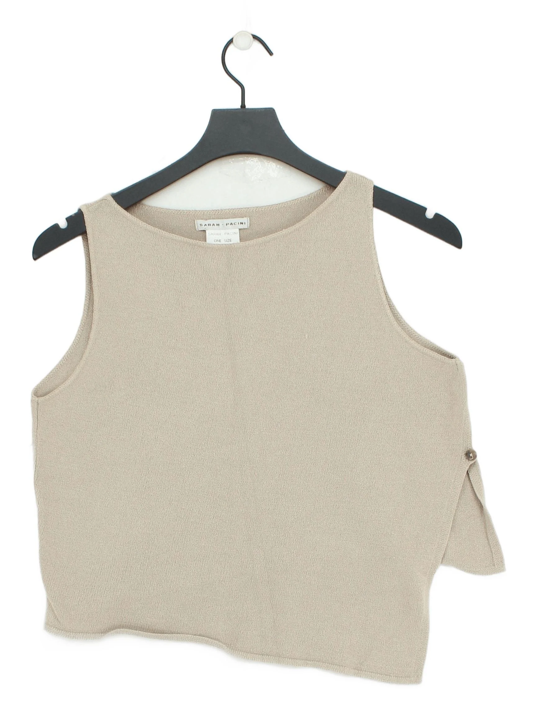 Sarah Pacini Women's Top Cream Rayon with Polyester Sleeveless Round Neck Basic