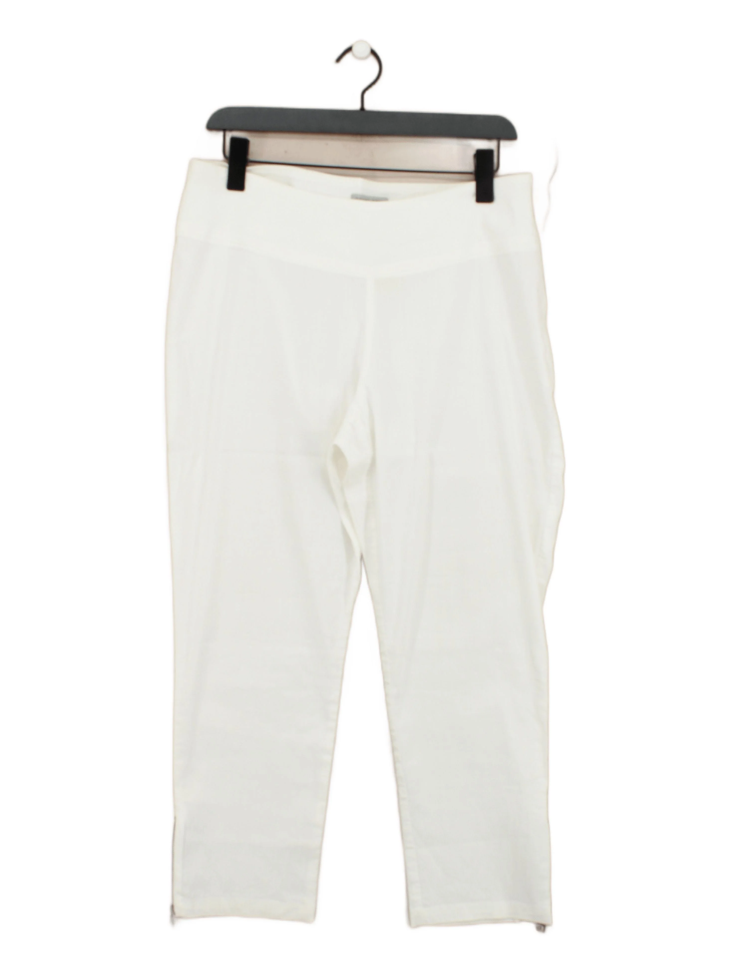 Sarah Pacini Women's Trousers UK 12 White Linen with Elastane Tapered Cropped