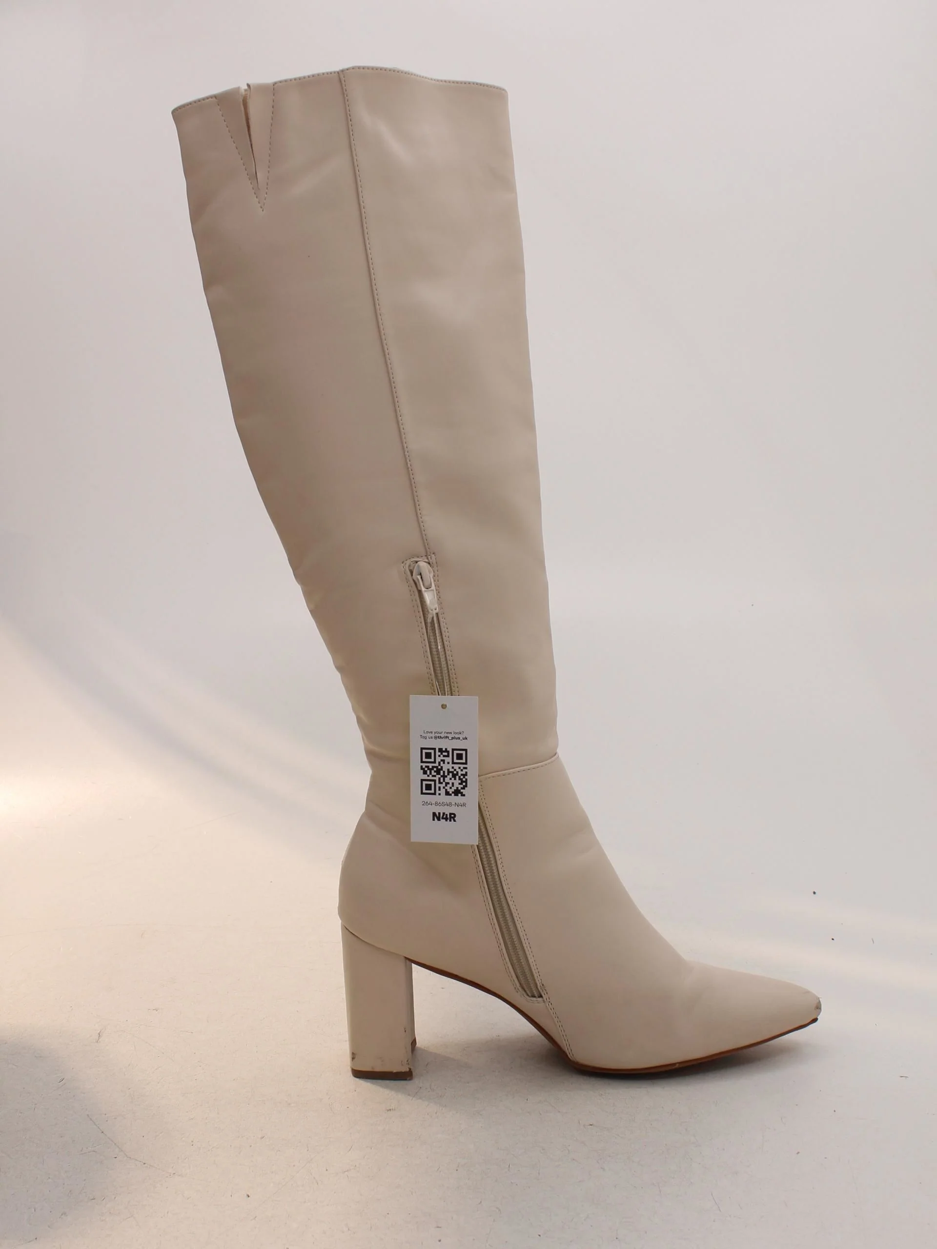 Schuh Women's Boots UK 7 Cream 100% Faux Leather Riding Boot - Image 5