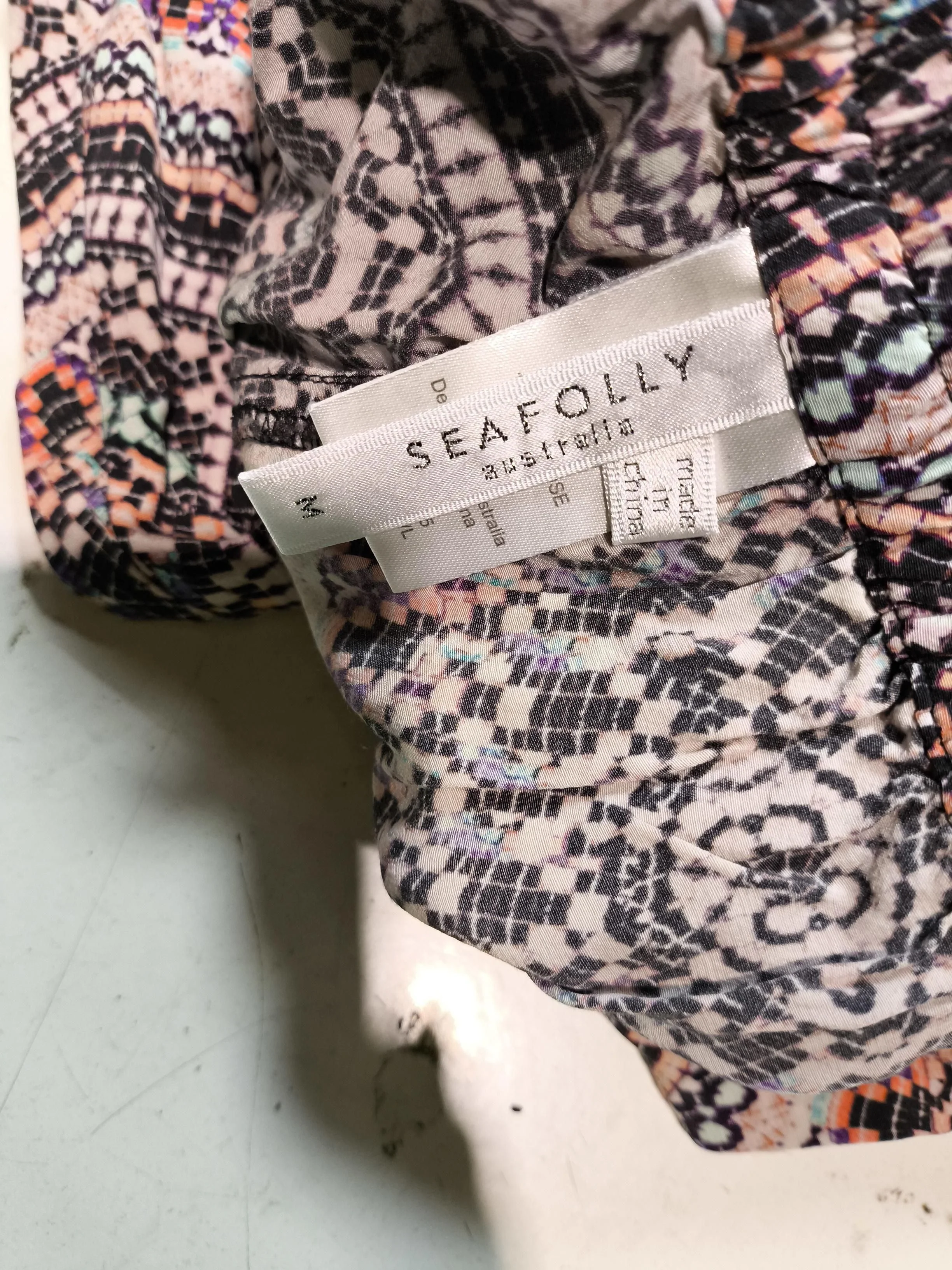 Seafolly Women's Trousers M Multi Geometric 100% Viscose Wide-Leg Capri - Image 5