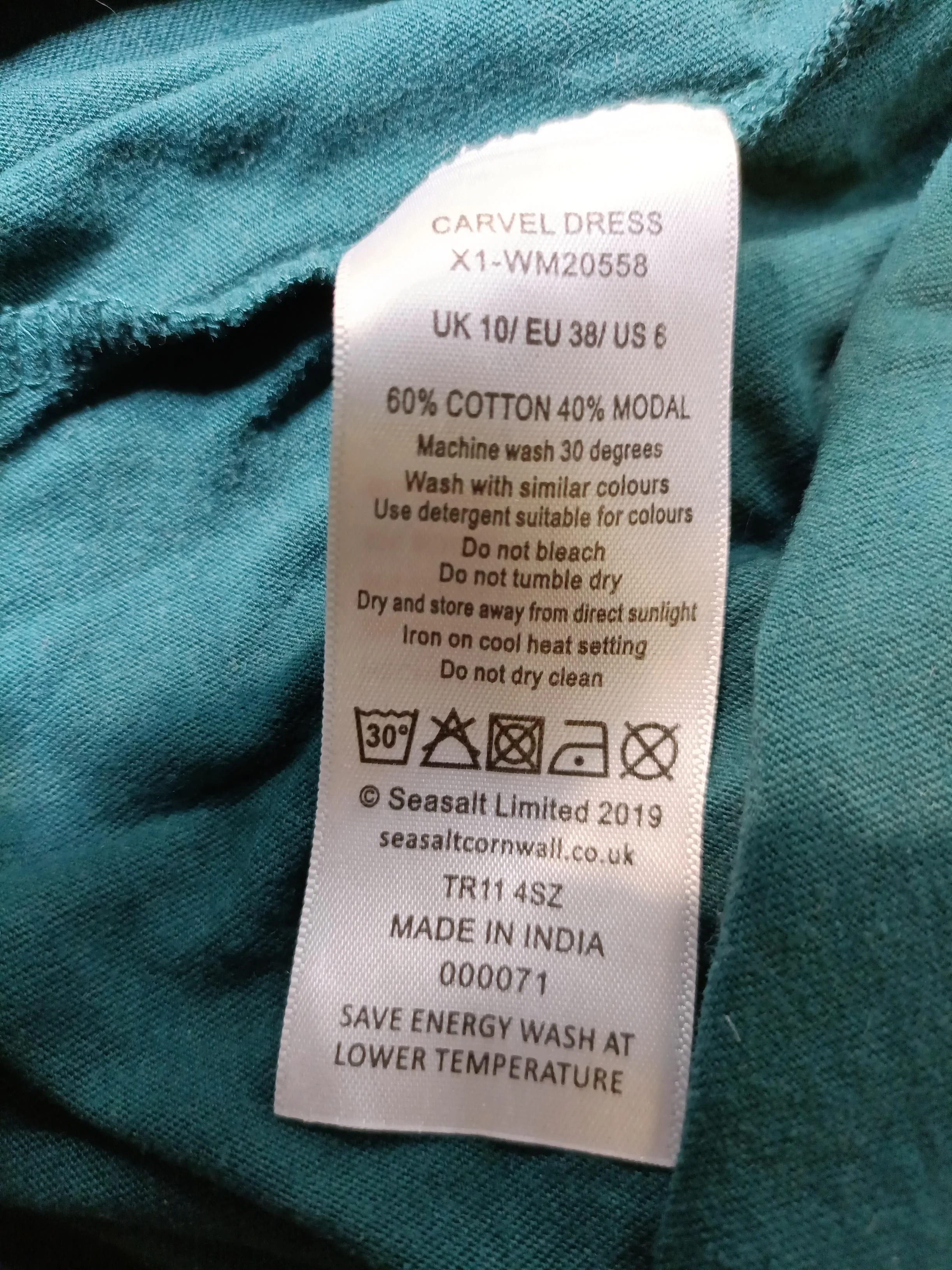 SEASALT CORNWALL T-Shirt Mini Dress UK10 in Green - Image 6