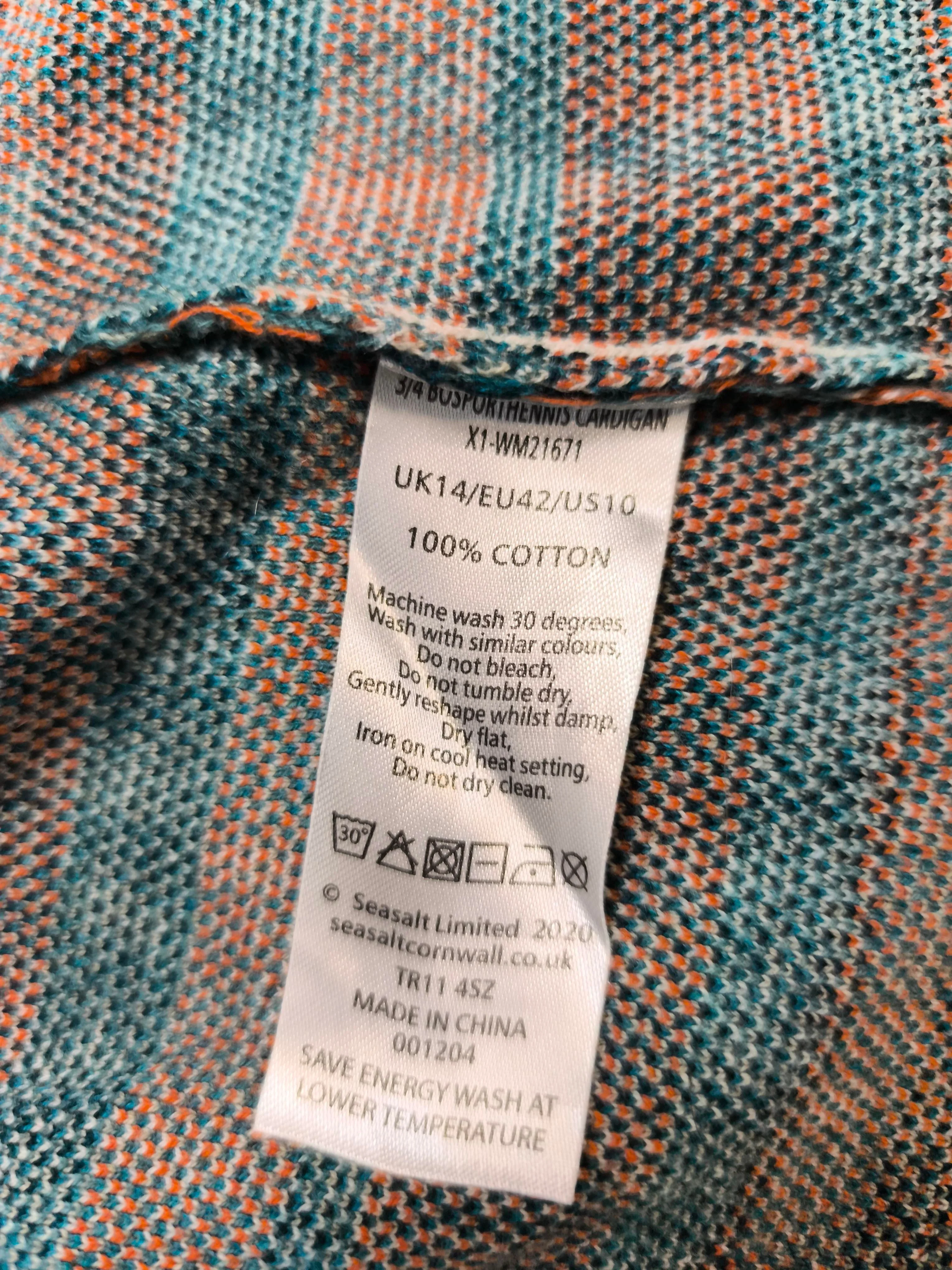 SEASALT CORNWALL Women's Cardigan UK 14 Multi 100% Cotton Round Neck Cardigan - Image 6