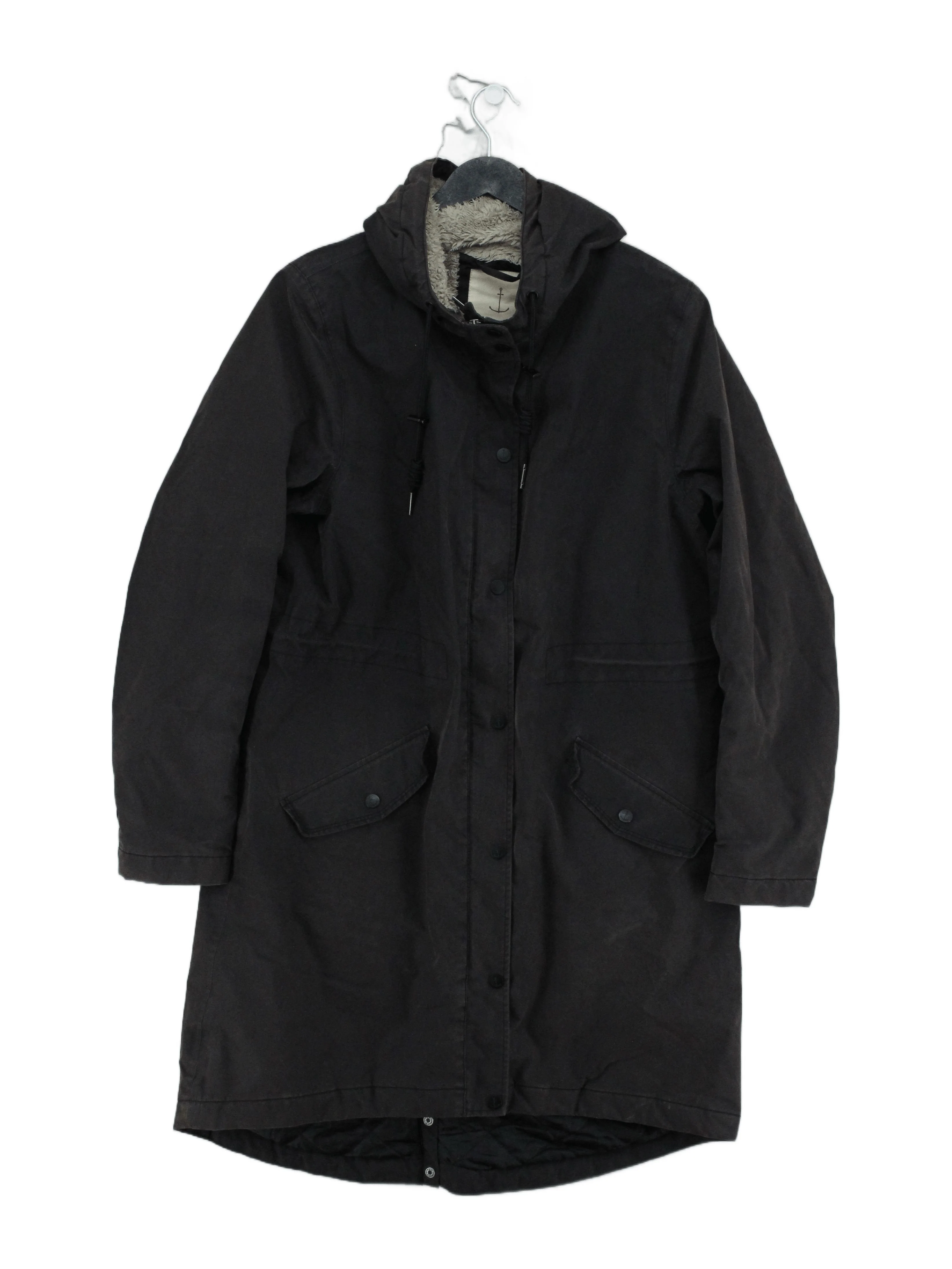 SEASALT CORNWALL Women's Coat UK 12 Grey 100% Cotton Parka