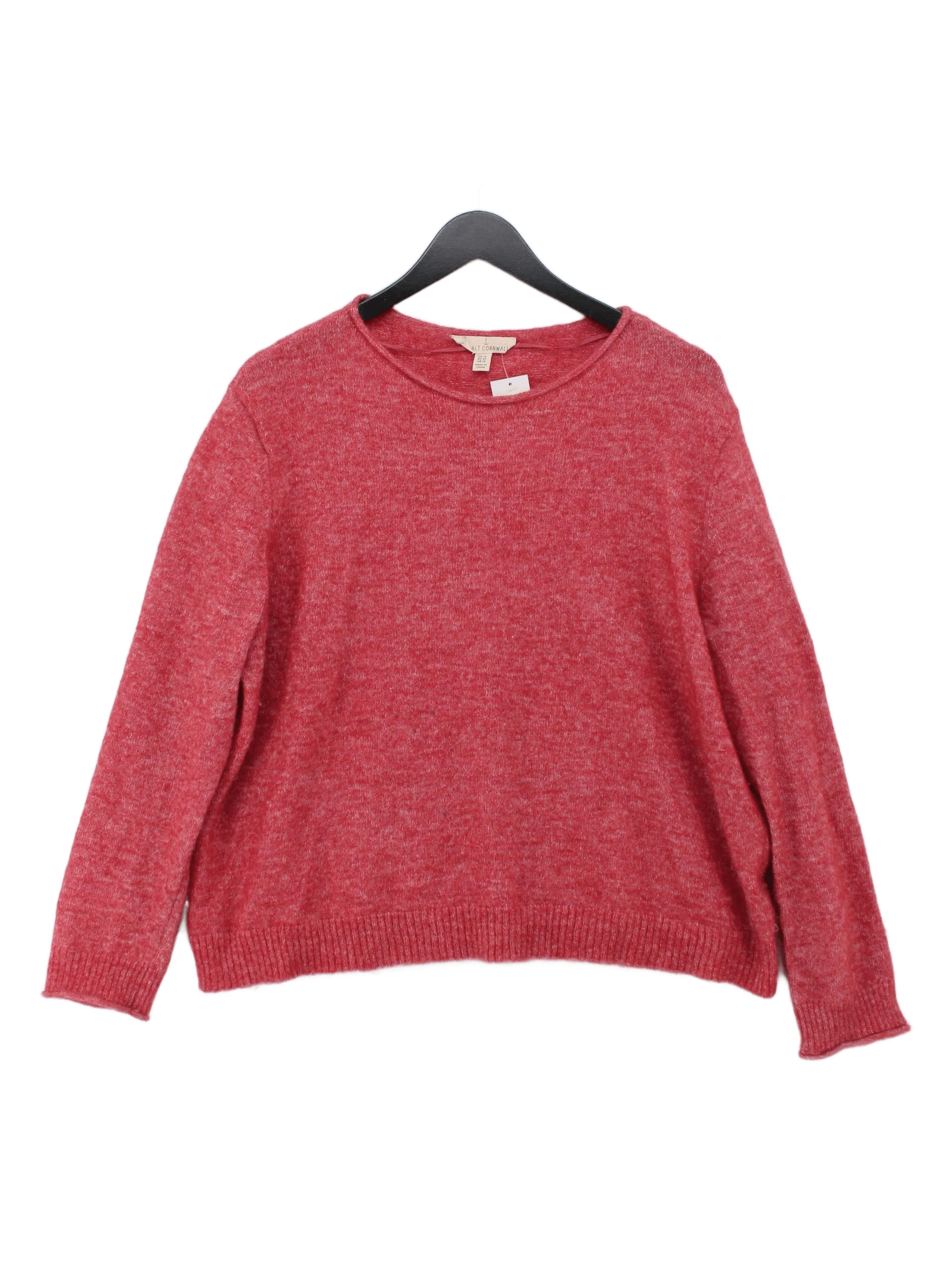 SEASALT CORNWALL Women's Jumper UK 16 Red 100% Nylon Crew Neck Pullover